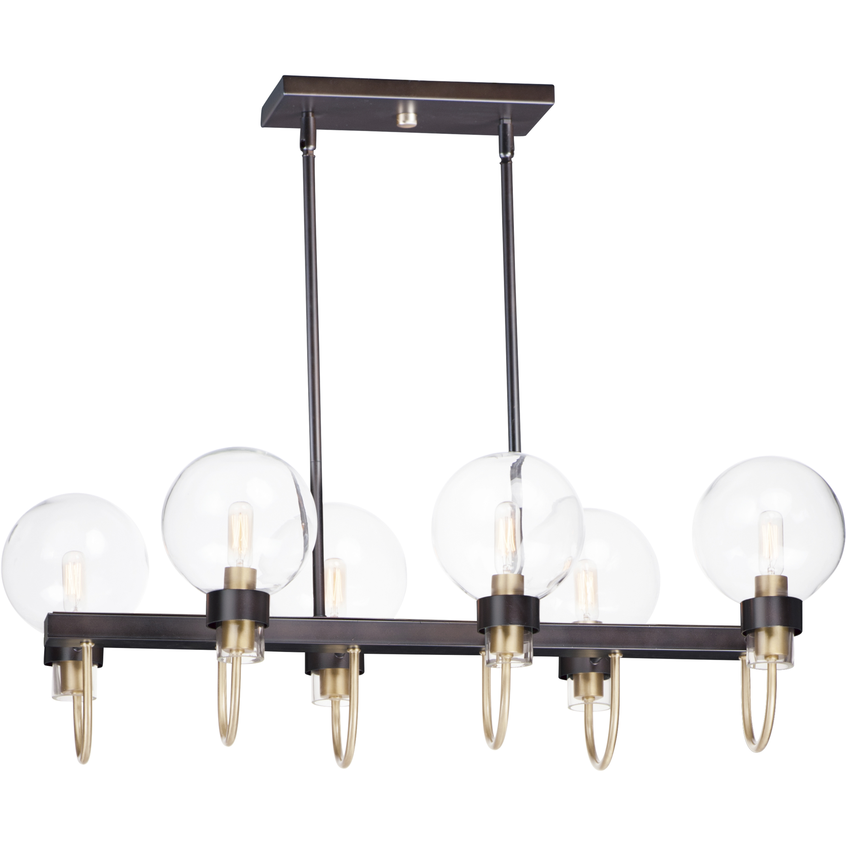 Bauhaus 6 Light 31.5 inch Bronze and Satin Brass Linear Pendant Ceiling Light