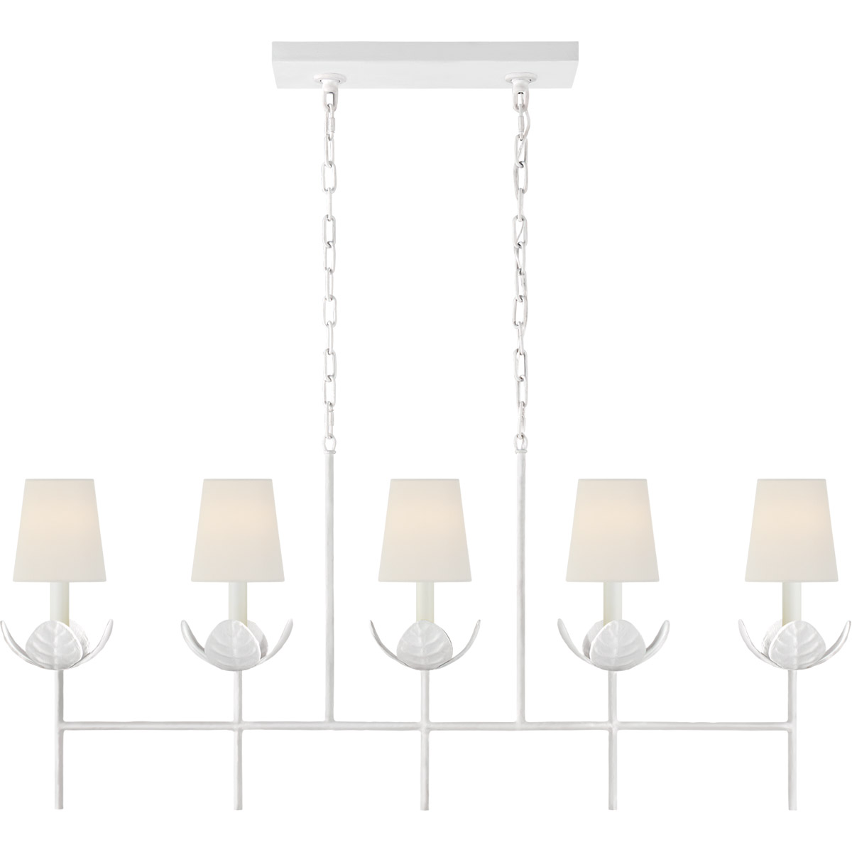 Julie Neill Illana 5 Light 50.5 inch Plaster White Linear Chandelier Ceiling Light in Linen, Large