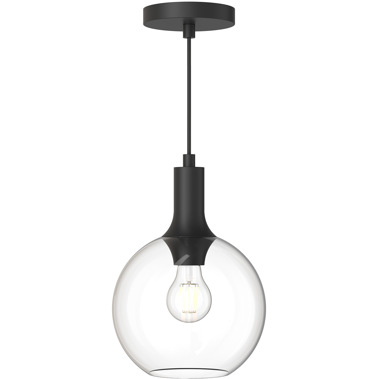 Alora Mood Castilla 1 Light 7.88 inch Matte Black Pendant Ceiling Light in Clear Glass