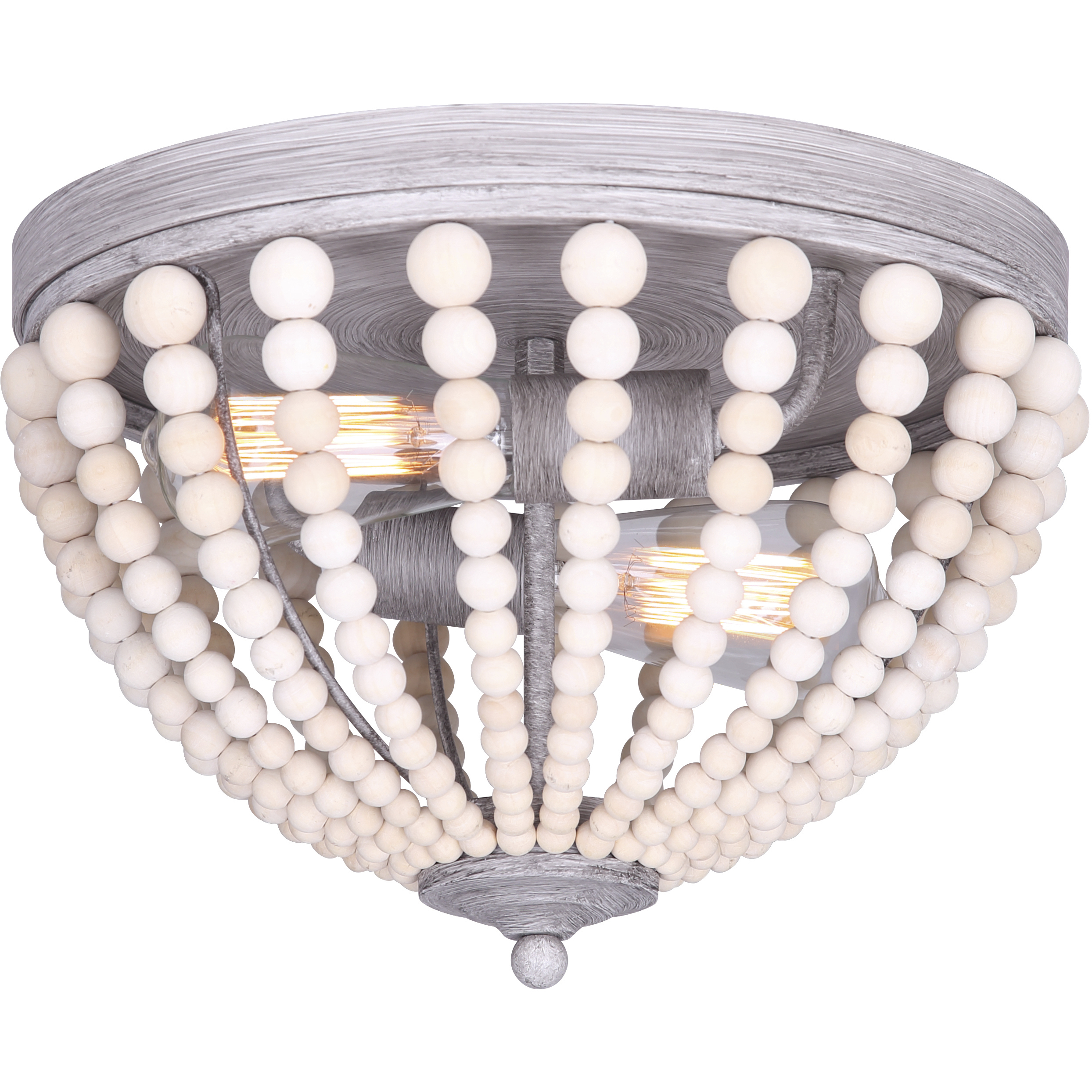 Madison 2 Light 13 inch Grey Metal and Wood Flush Mount Ceiling Light