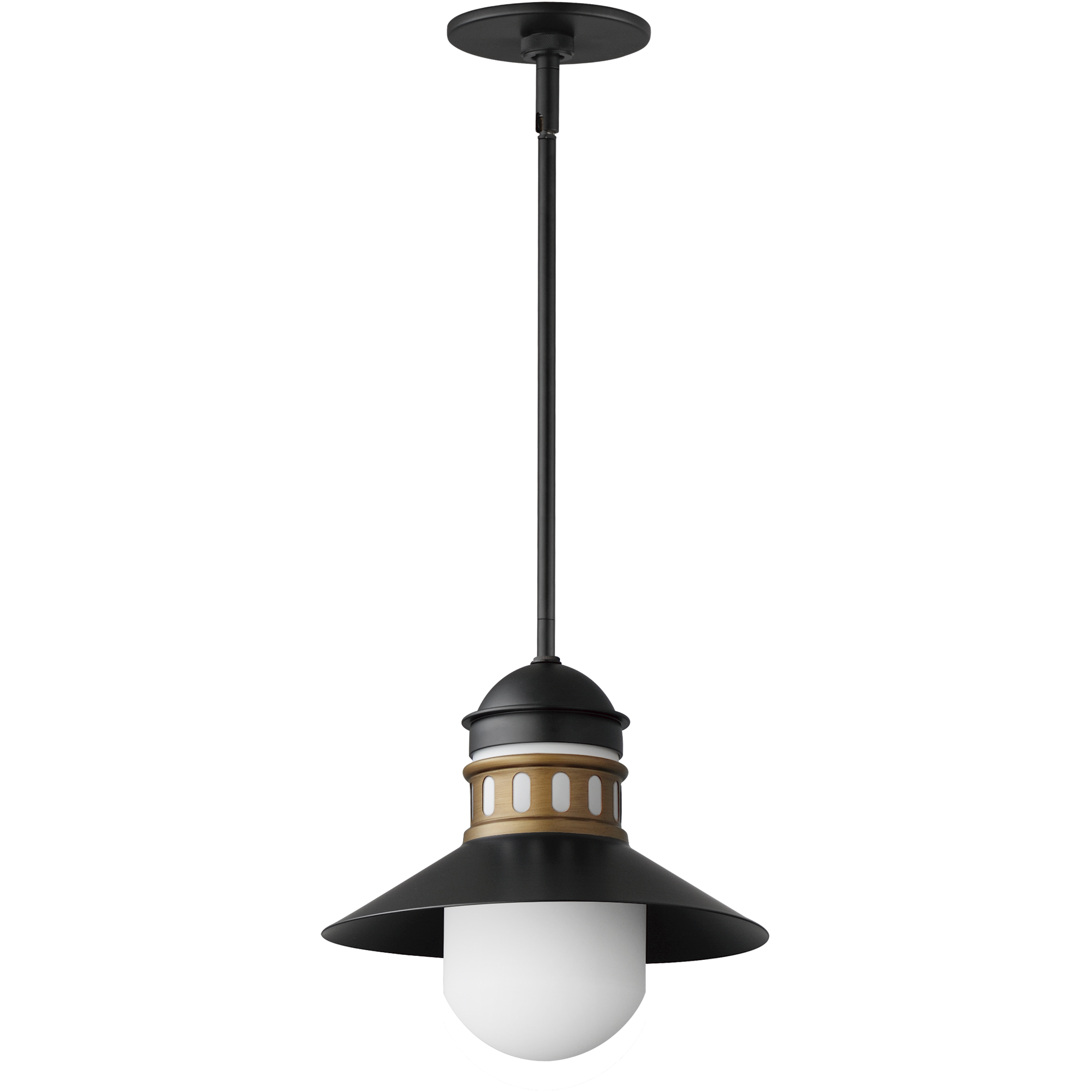Admiralty LED 12 inch Black and Antique Brass Outdoor Pendant in Antique Brass and Black