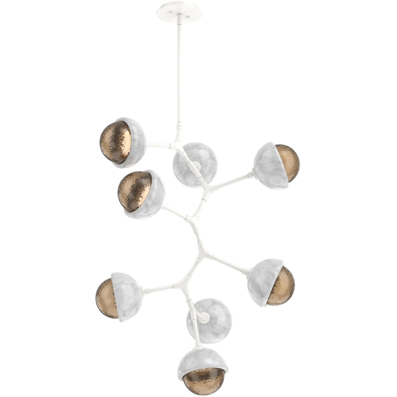 Cabochon LED 26 inch Salt White with White Marble Chandelier Ceiling Light in 3000K LED, Bronze, Modern Vine