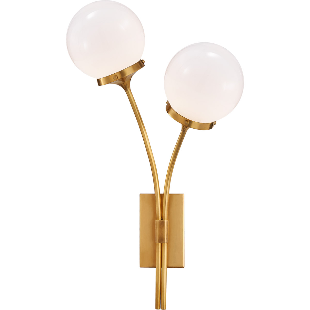 kate spade new york Prescott 2 Light 12 inch Soft Brass Right Sconce Wall Light in White Glass