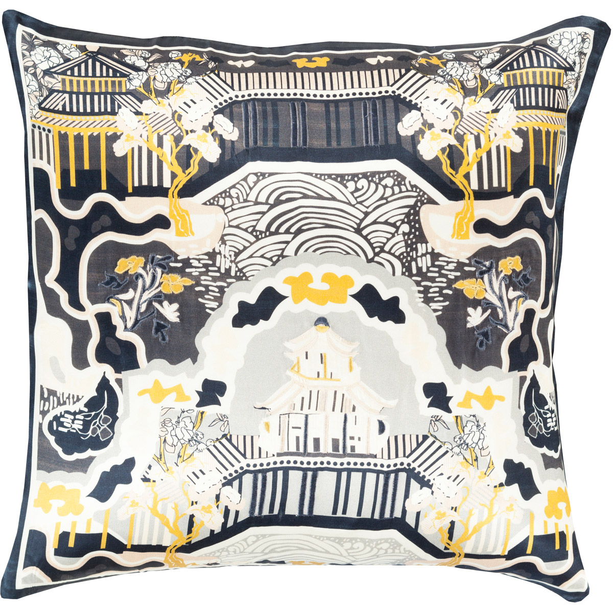 Geisha 20 inch Mustard, Light Gray, Navy Pillow Kit