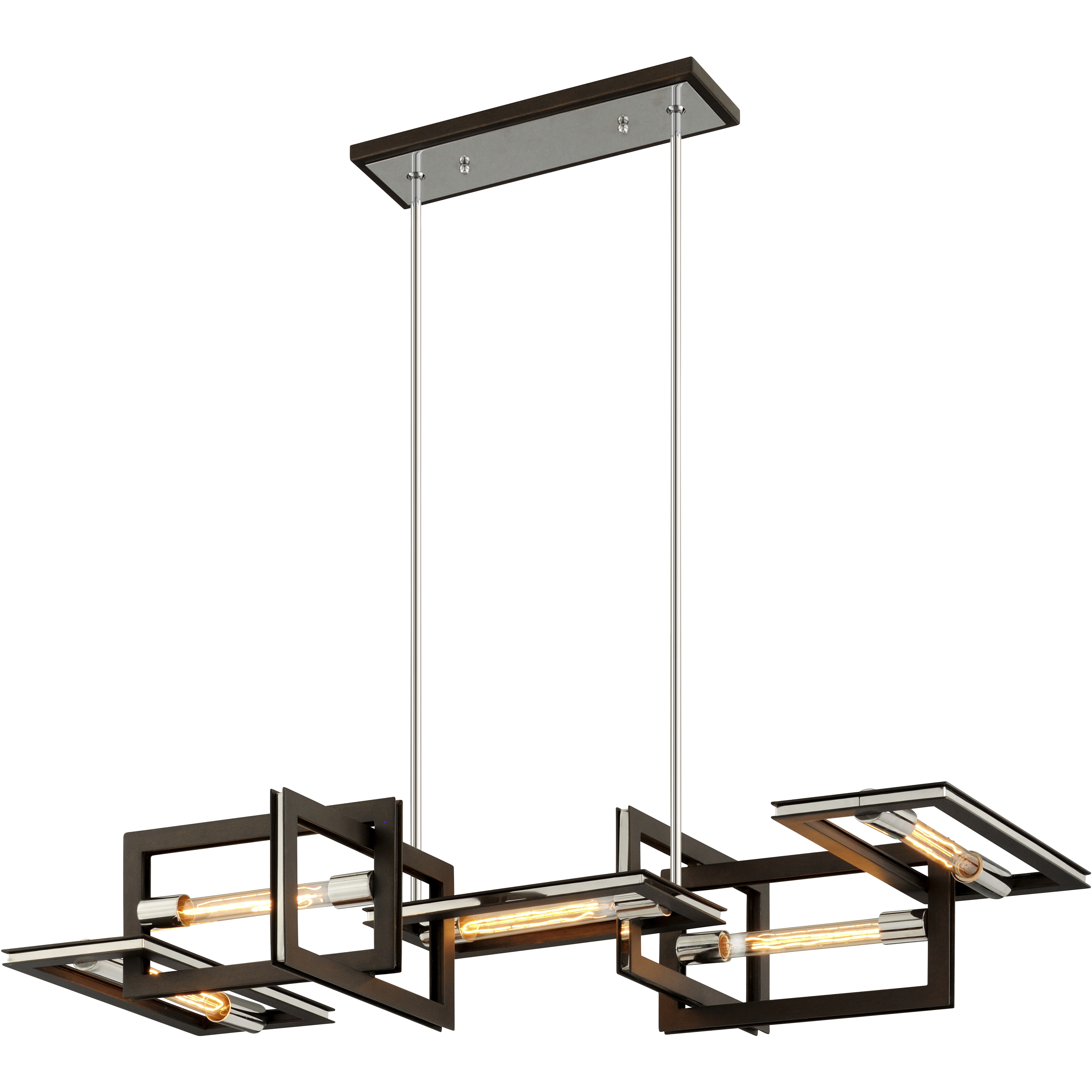 Enigma 5 Light 43.5 inch Bronze With Polished Stainless Linear Ceiling Light