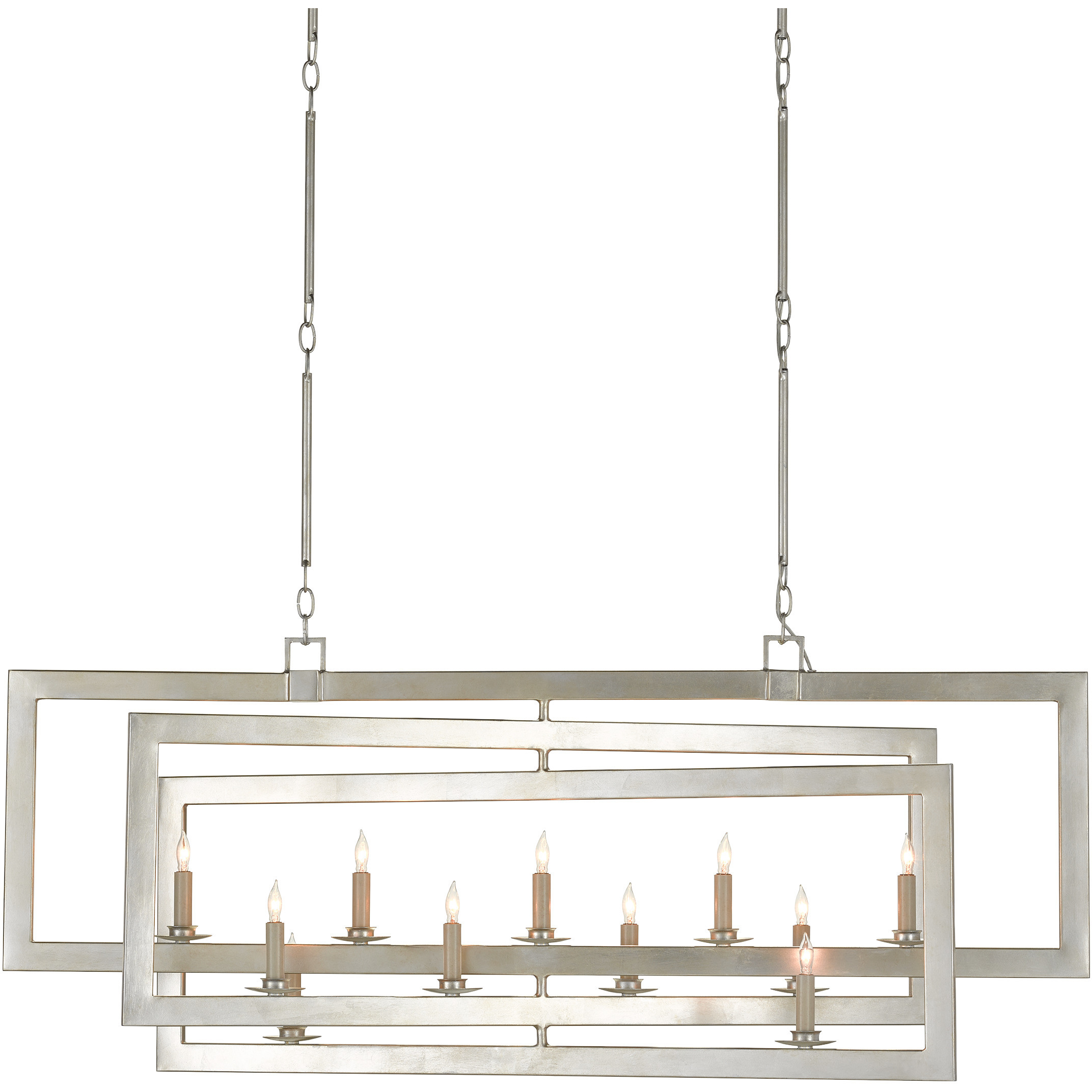 Middleton 11 Light 54 inch Contemporary Silver Leaf Linear Chandelier Ceiling Light