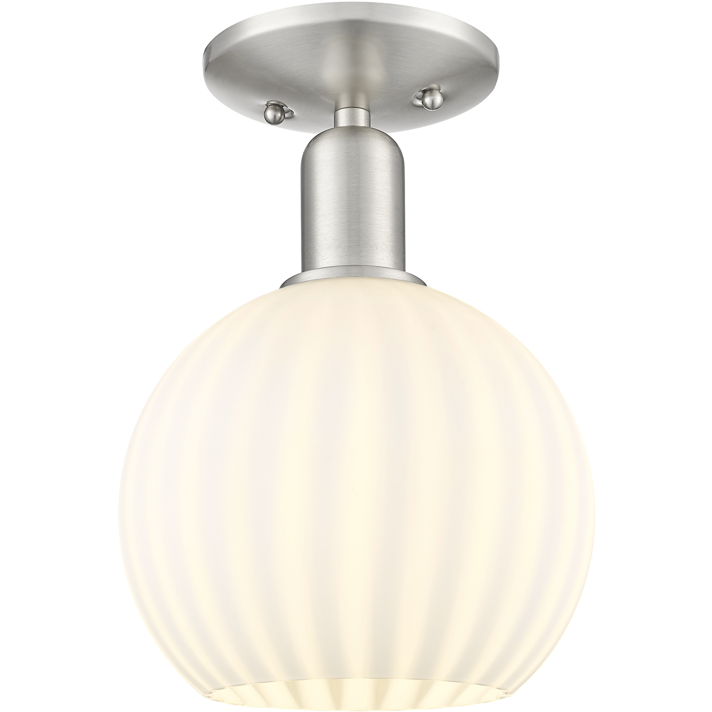 Arcadia White Venetian 1 Light 8 inch Brushed Satin Nickel Semi-Flush Mount Ceiling Light
