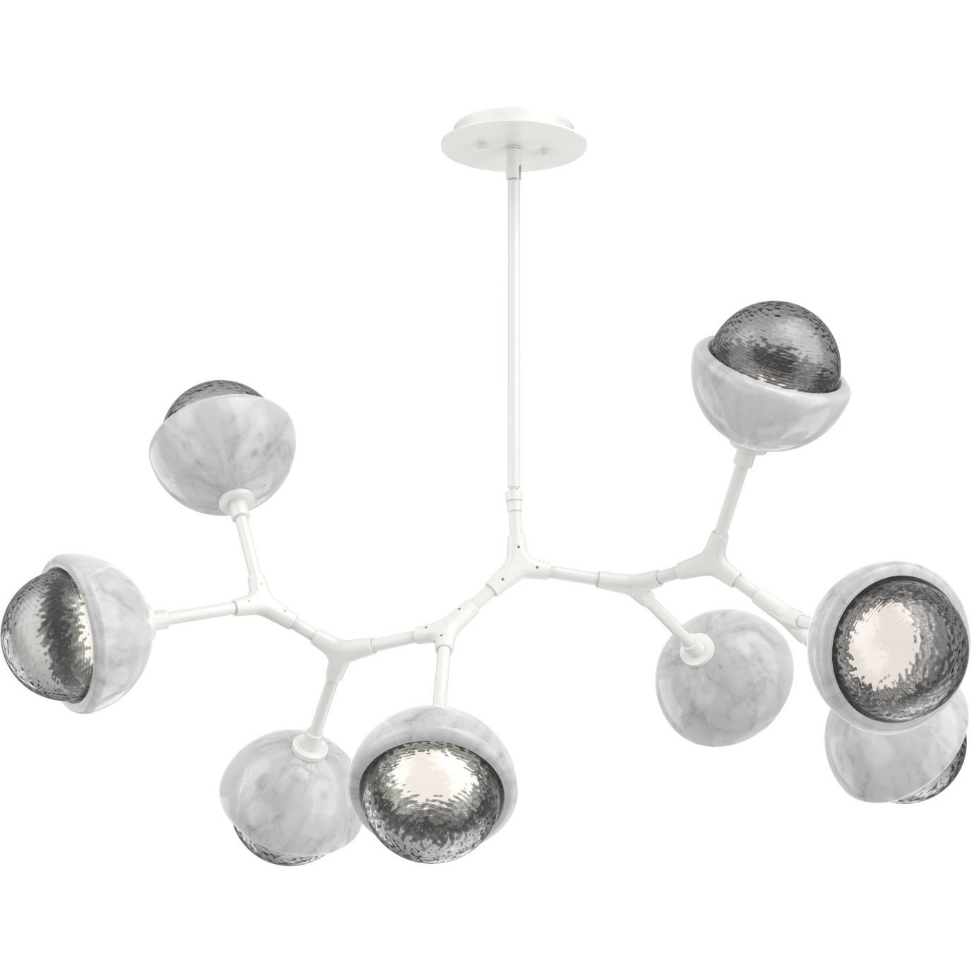 Cabochon LED 37.6 inch Salt White with White Marble Pendant Ceiling Light in 3000K LED, Smoke, Modern Branch
