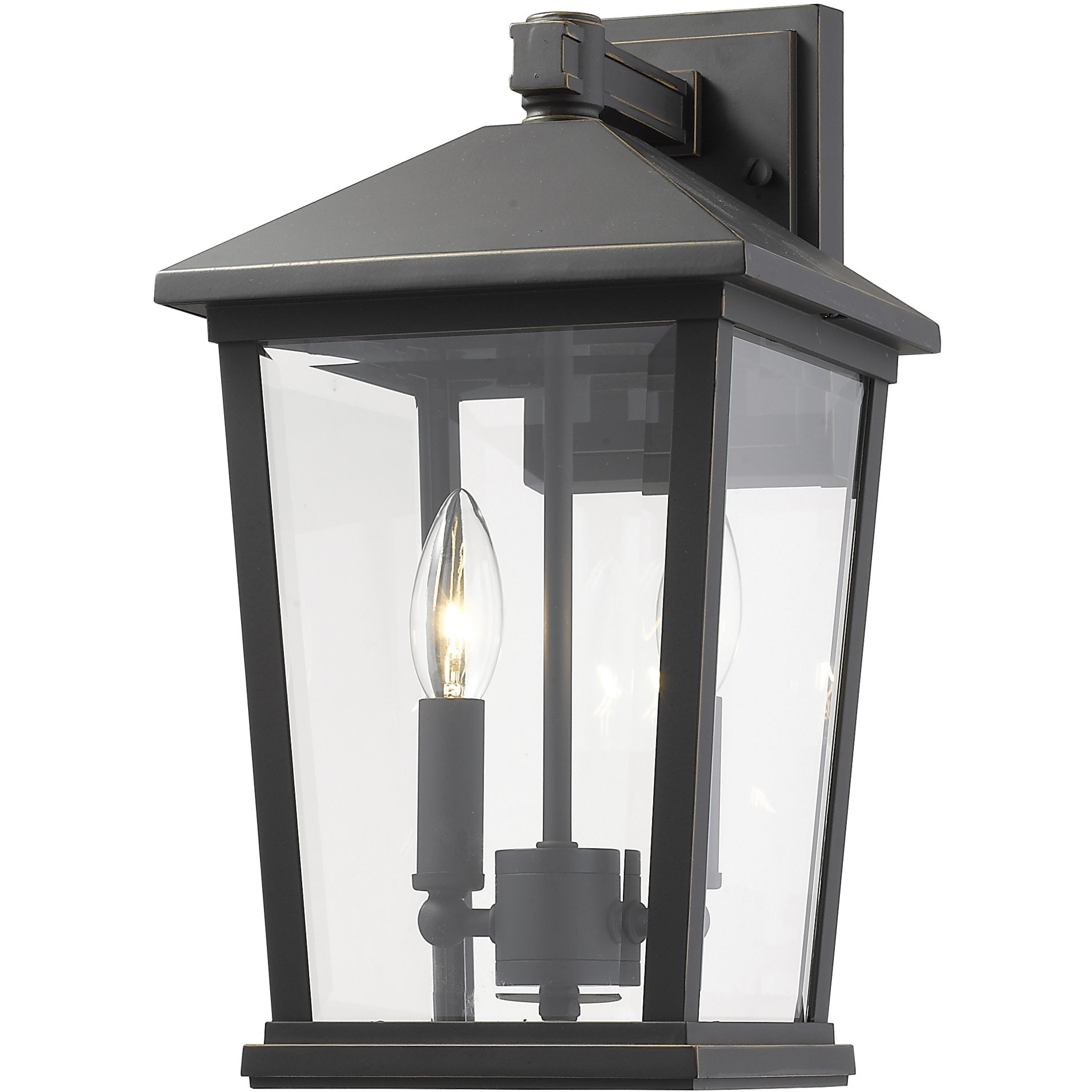Beacon 2 Light 15 inch Oil Rubbed Bronze Outdoor Wall Light