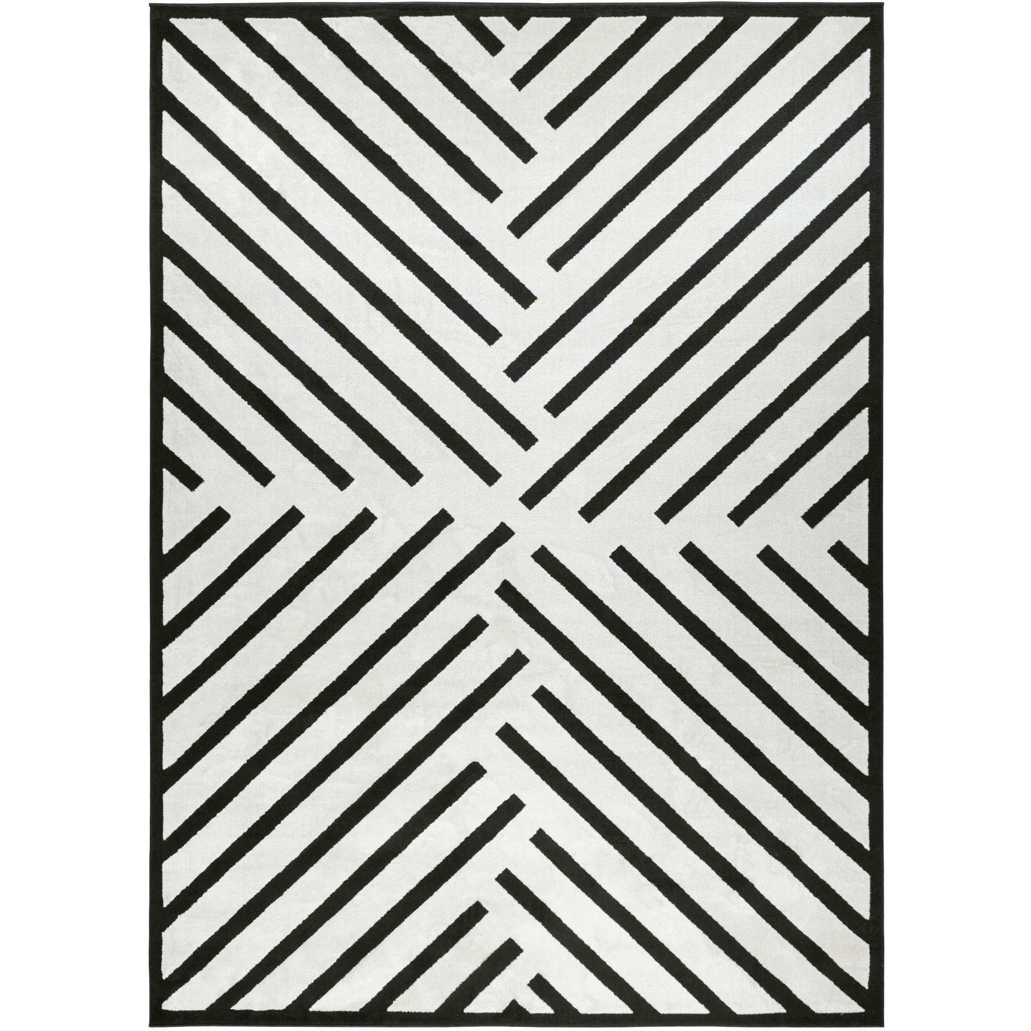 Optika 90 X 63 inch Black/White Rug in 5 x 7