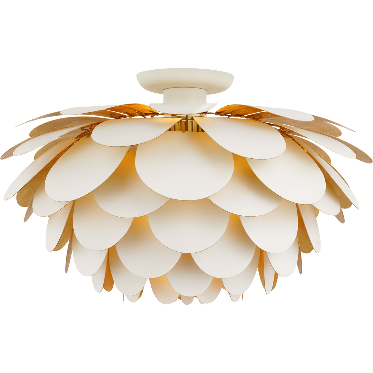 Chapman & Myers Cynara LED 23 inch White and Gild Flush Mount Ceiling Light, XL