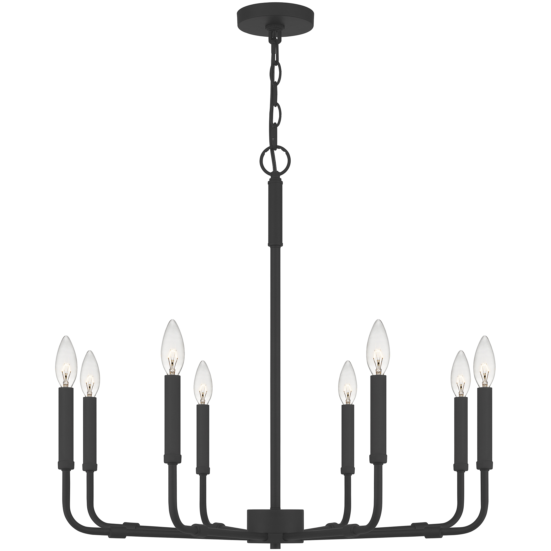 Abner 8 Light 28 inch Matte Black Chandelier Ceiling Light
