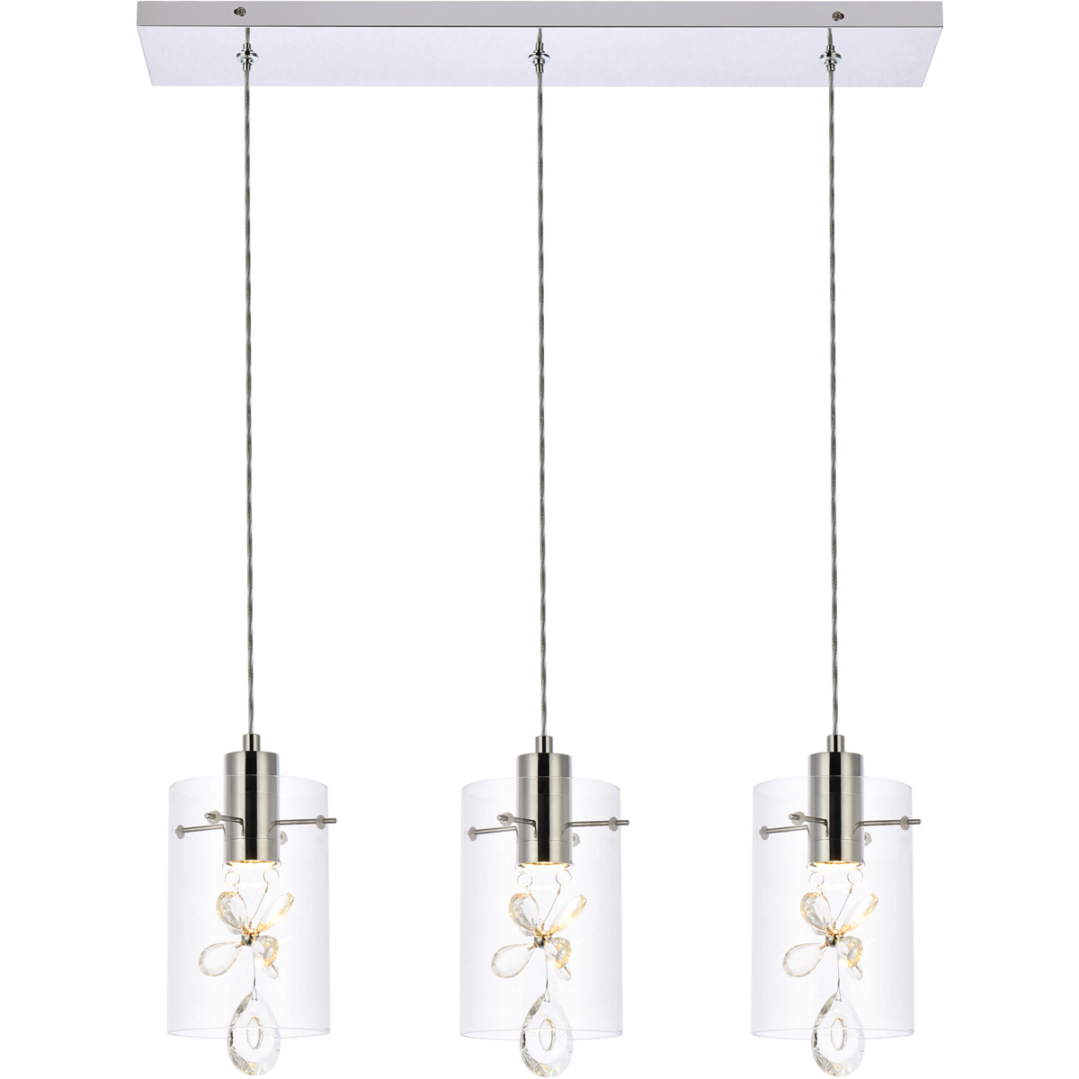 Hana 3 Light 24 inch Chrome Linear Pendant Ceiling Light