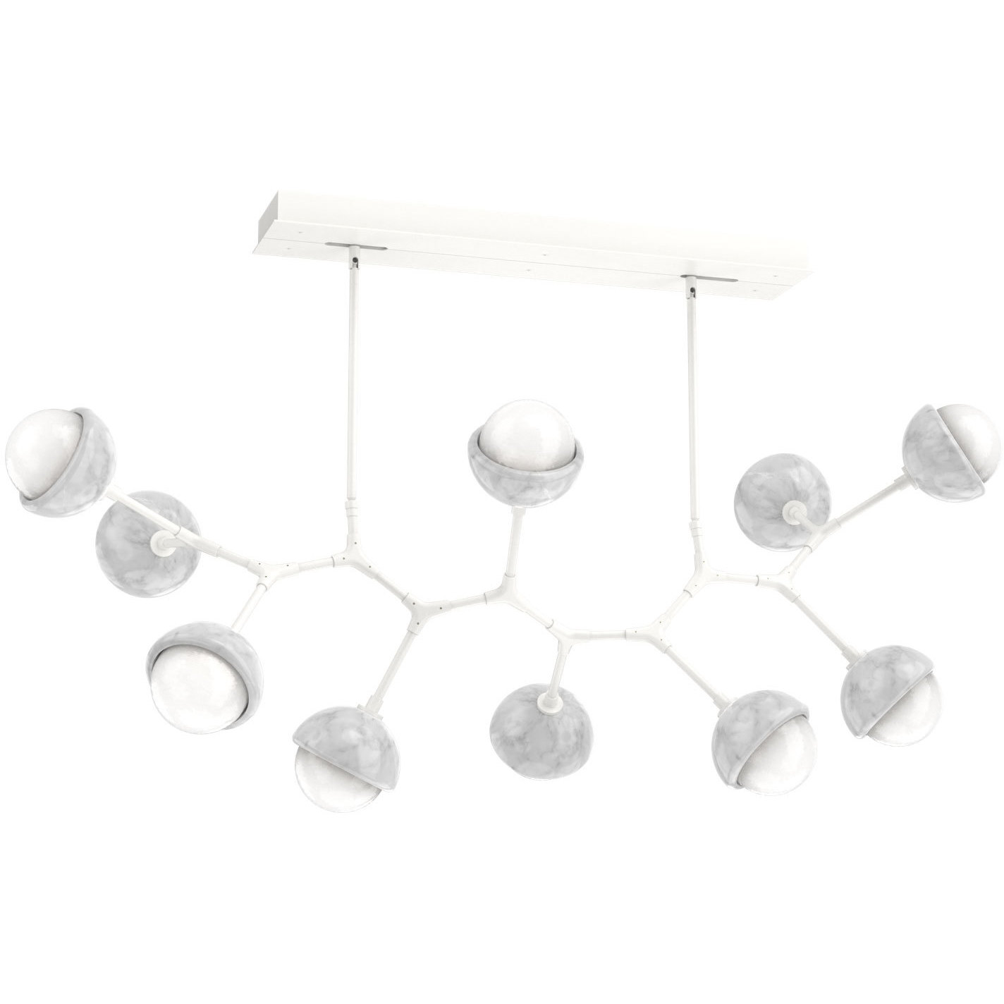 Cabochon LED 56.1 inch Salt White with White Marble Pendant Ceiling Light in 3000K LED, Modern Branch