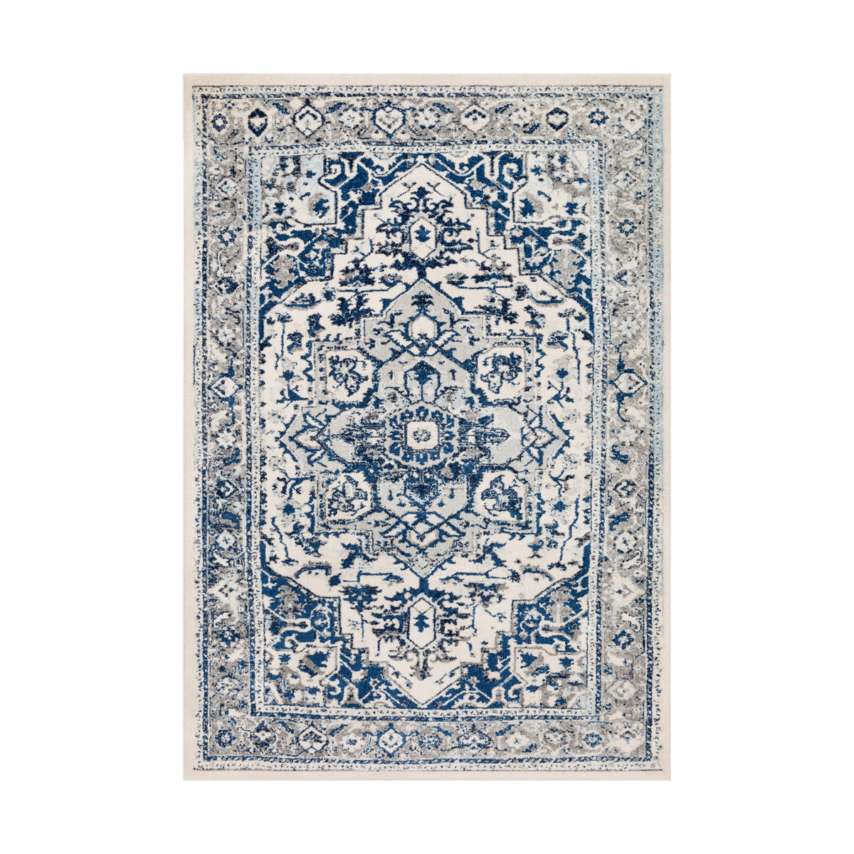 Chelsea 87 X 63 inch Navy/Dark Blue/Pale Blue/Medium Gray/Charcoal Rugs, Rectangle