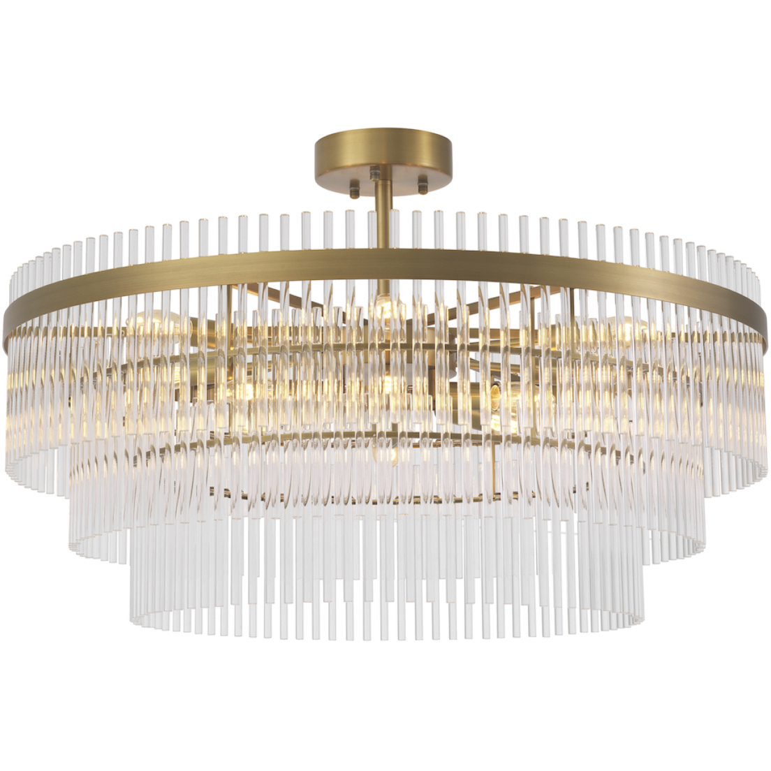 East 12 Light 31.89 inch Antique Brass and Clear Glass Ceiling Lamp Ceiling Light