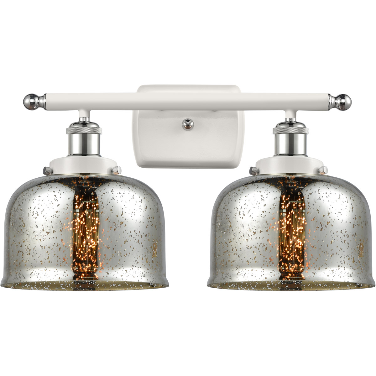 Ballston Bell 2 Light 16 inch White and Polished Chrome Bath Vanity Light Wall Light