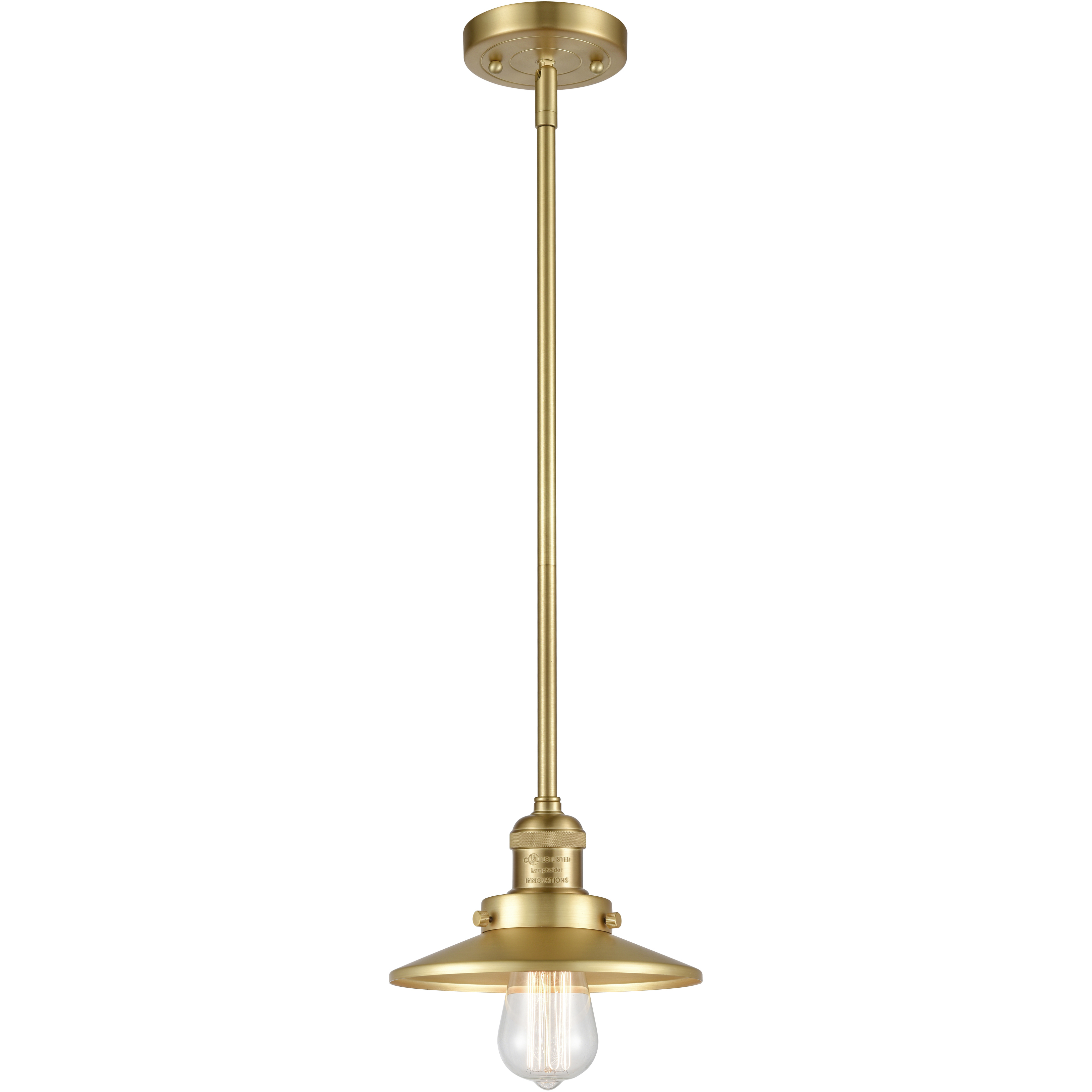 Franklin Restoration Railroad 1 Light 8 inch Satin Gold Mini Pendant Ceiling Light in Incandescent, Franklin Restoration