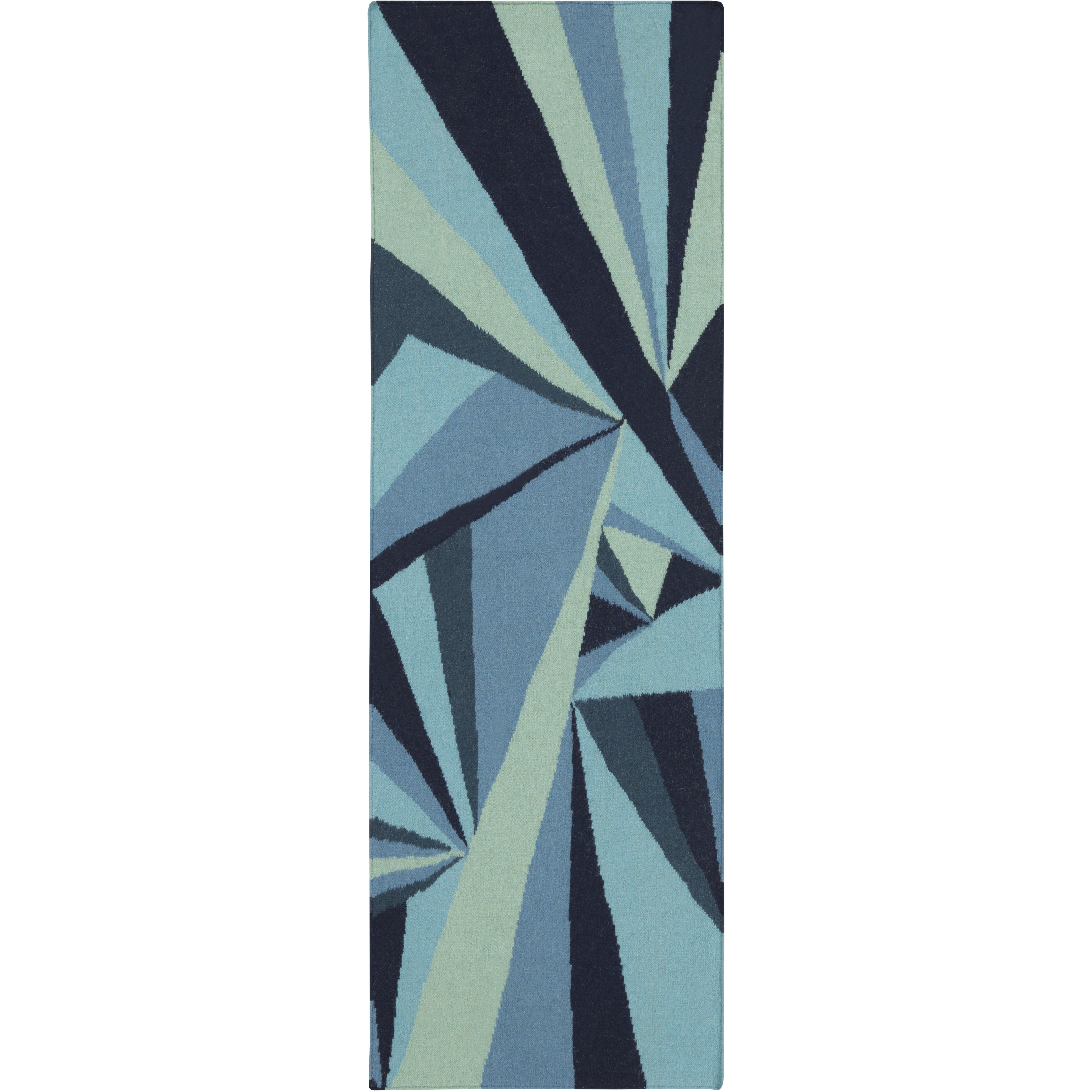 Voyages 96 X 30 inch Navy, Denim, Teal, Emerald, Sky Blue Rug