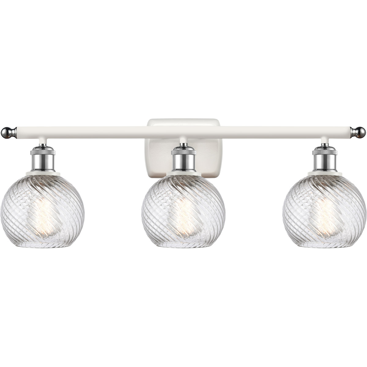 Ballston Small Deco Swirl 3 Light 26 inch White and Polished Chrome Bath Vanity Light Wall Light, Ballston