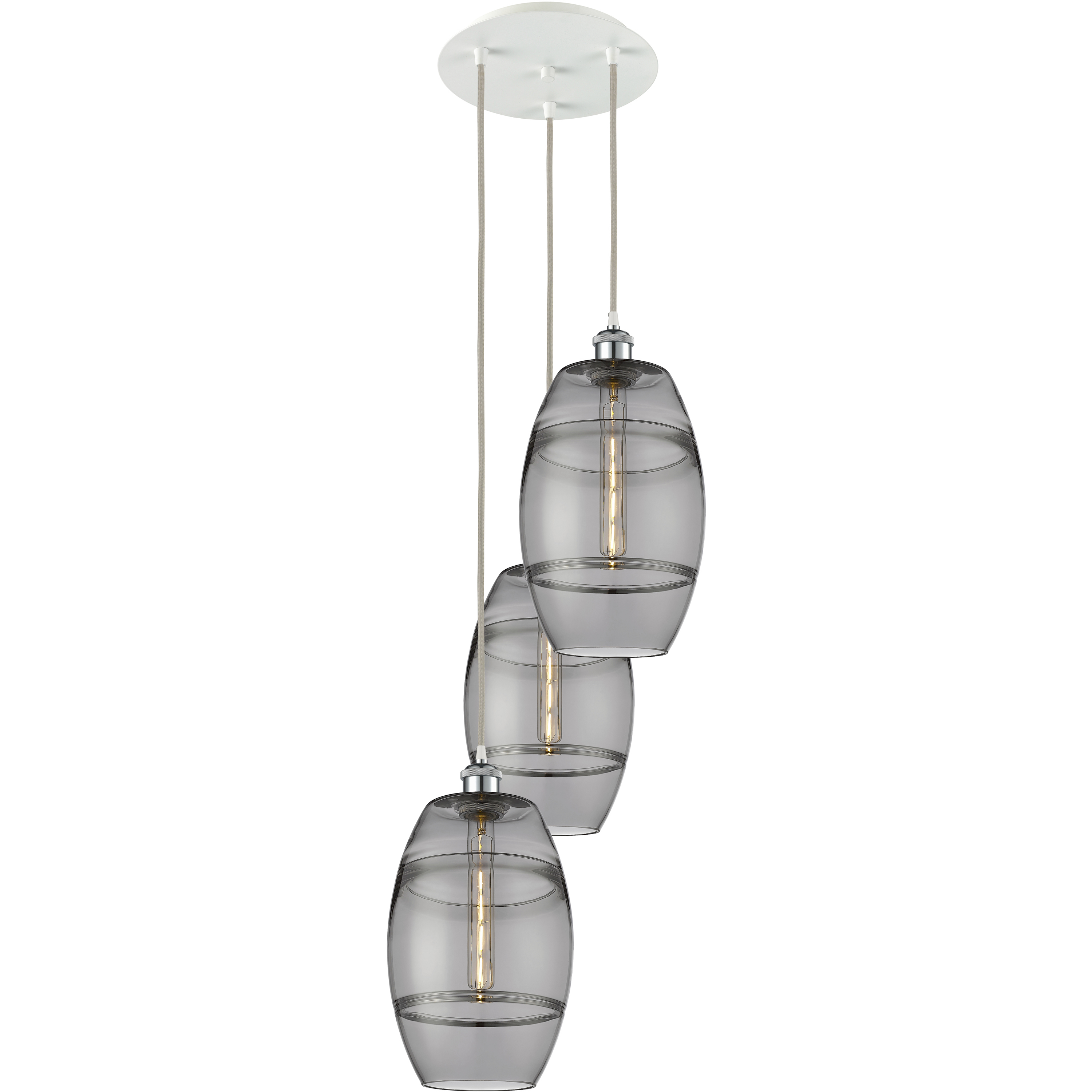 Ballston Vaz 3 Light 14.5 inch White Polished Chrome Cord Hung Multi Pendant Ceiling Light