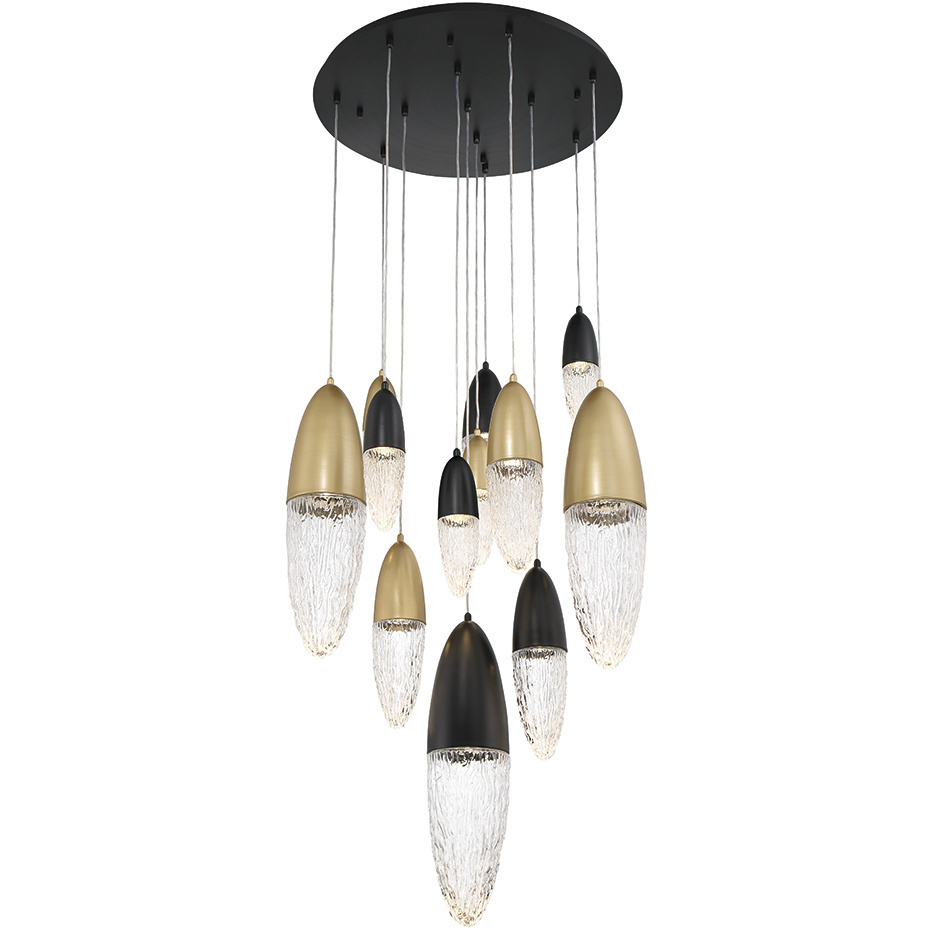Ecrou 12 Light 29.5 inch Gold and Black Chandelier Ceiling Light