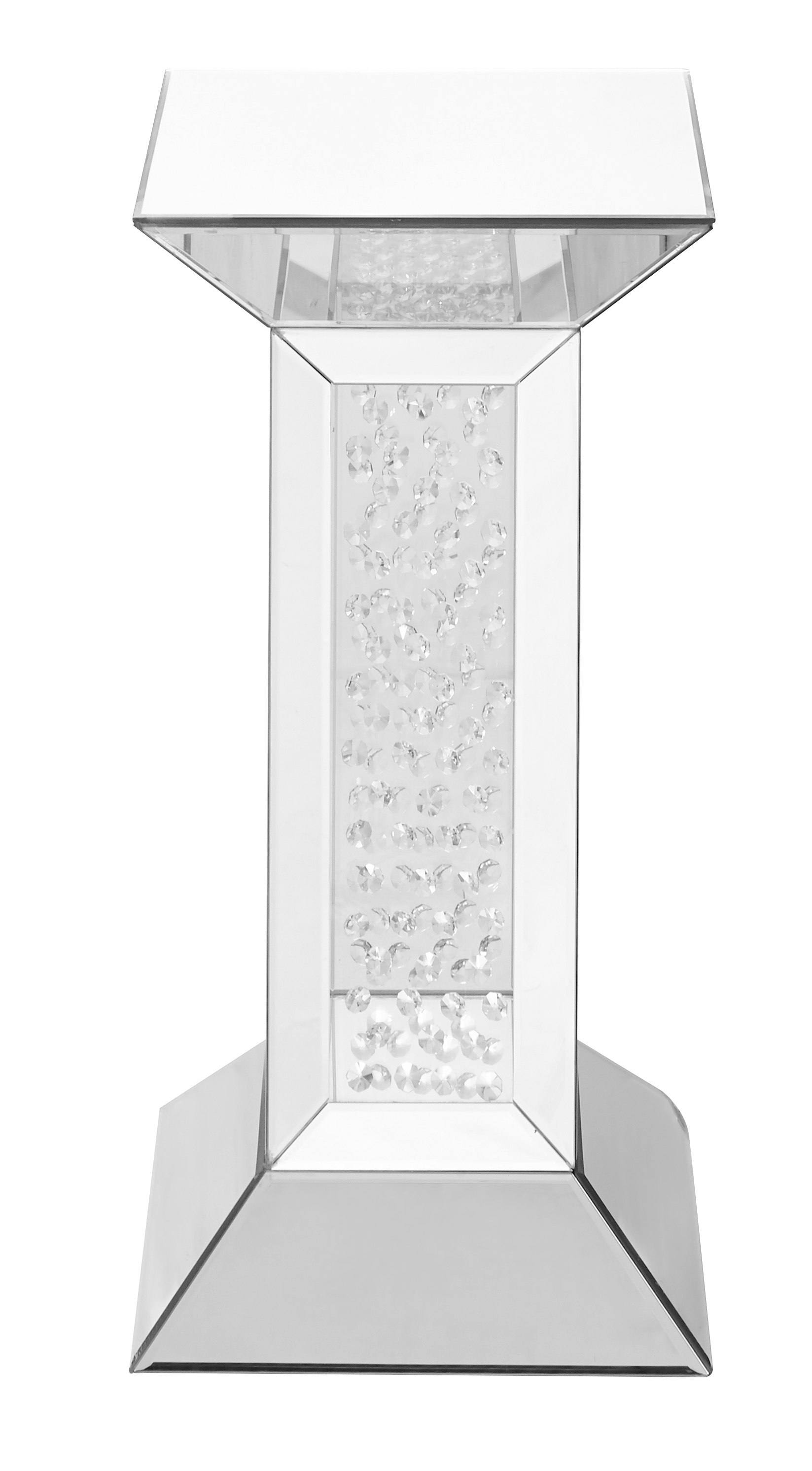 Modern 24 X 12 inch Clear Mirror and Crystal End Table