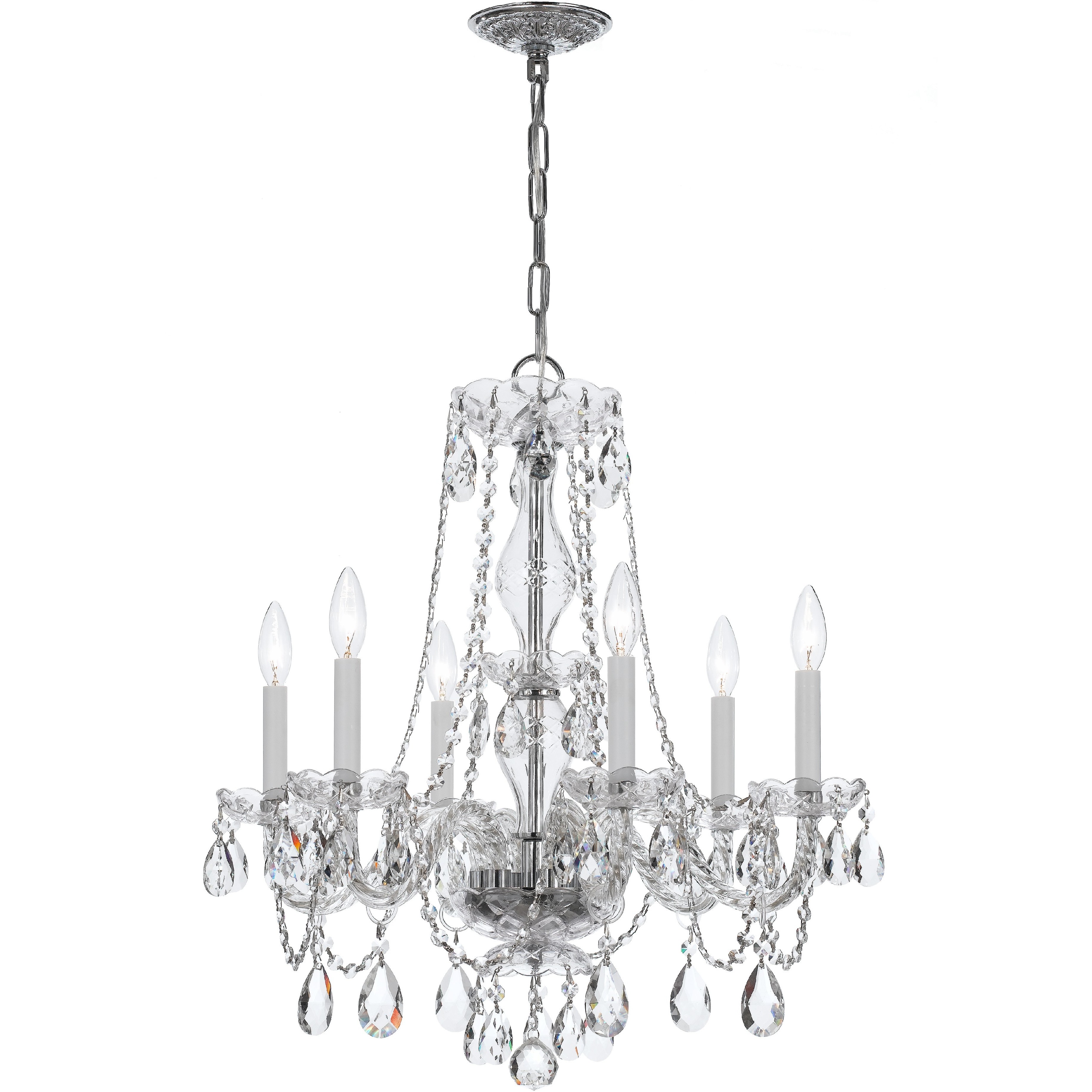 Traditional Crystal 6 Light 23 inch Polished Chrome Chandelier Ceiling Light in Clear Swarovski Strass