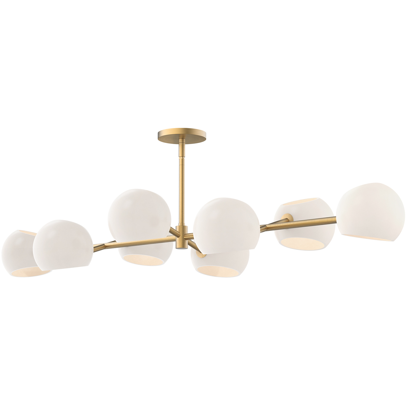 Alora Mood Willow 8 Light 48.25 inch Brushed Gold Linear Pendant Ceiling Light in Matte Opal Glass
