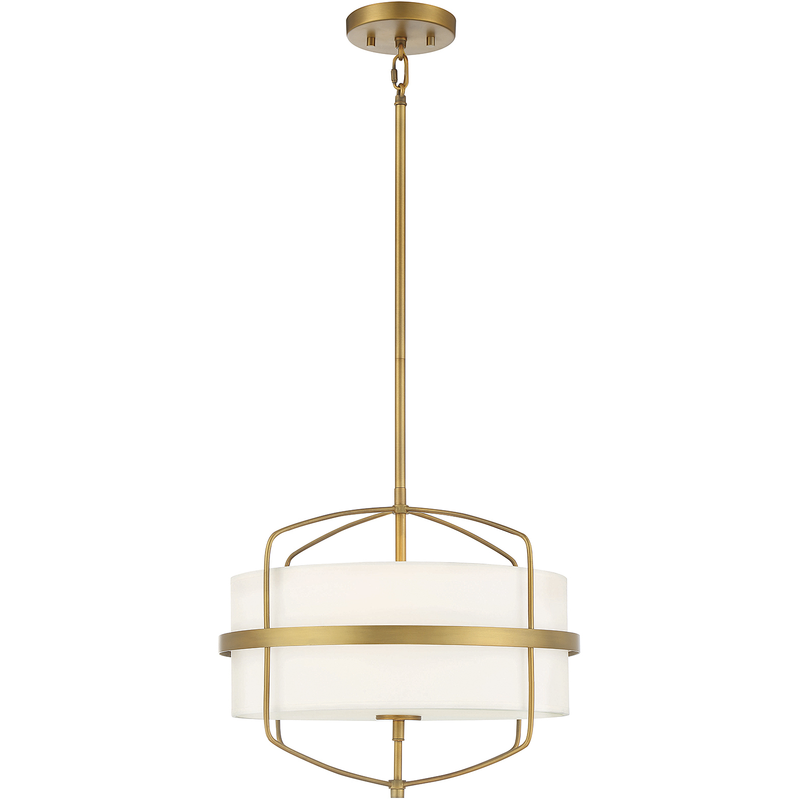 Transitional 3 Light 16.25 inch Natural Brass Pendant Ceiling Light