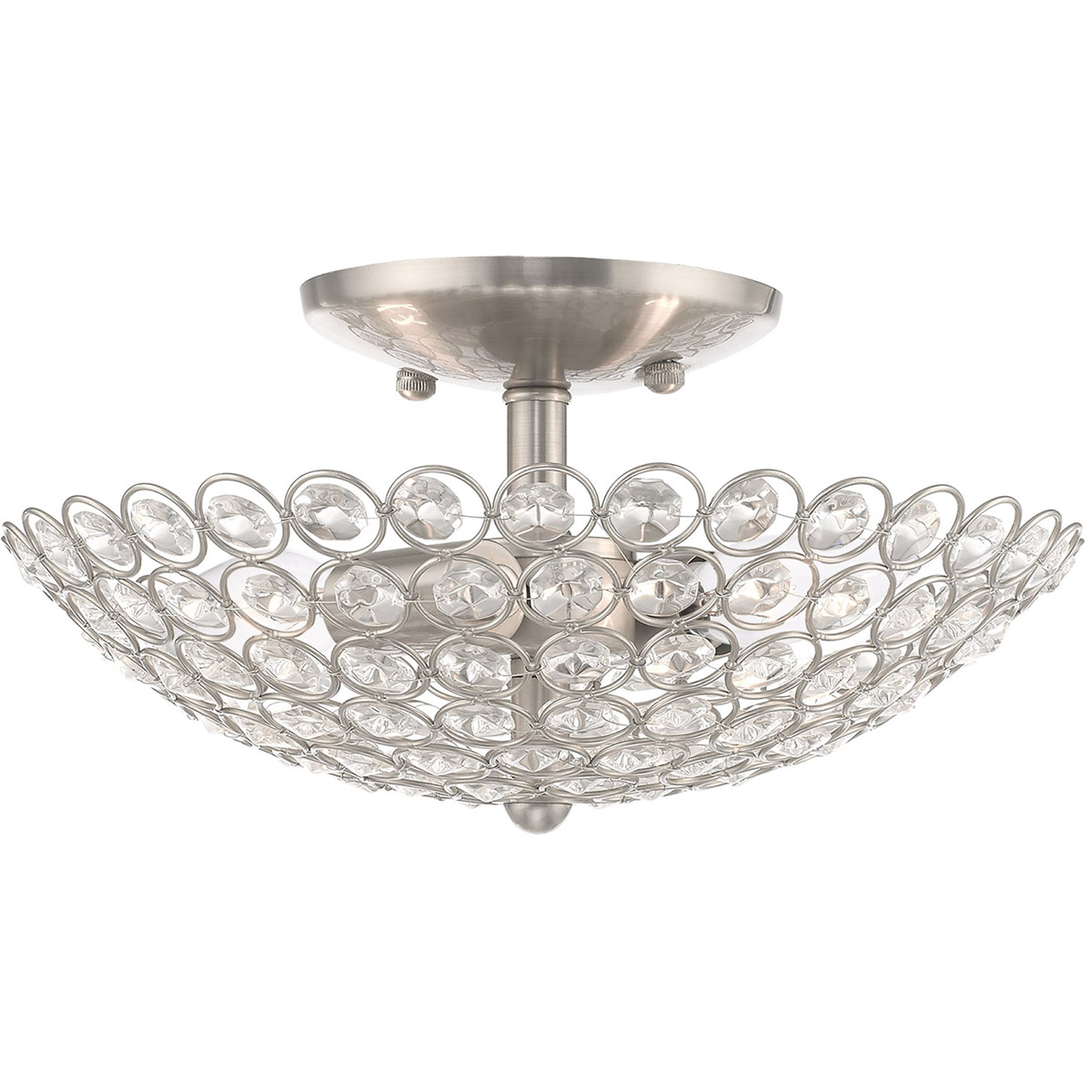 Cassandra 2 Light 11 inch Brushed Nickel Small Semi-Flush Ceiling Light