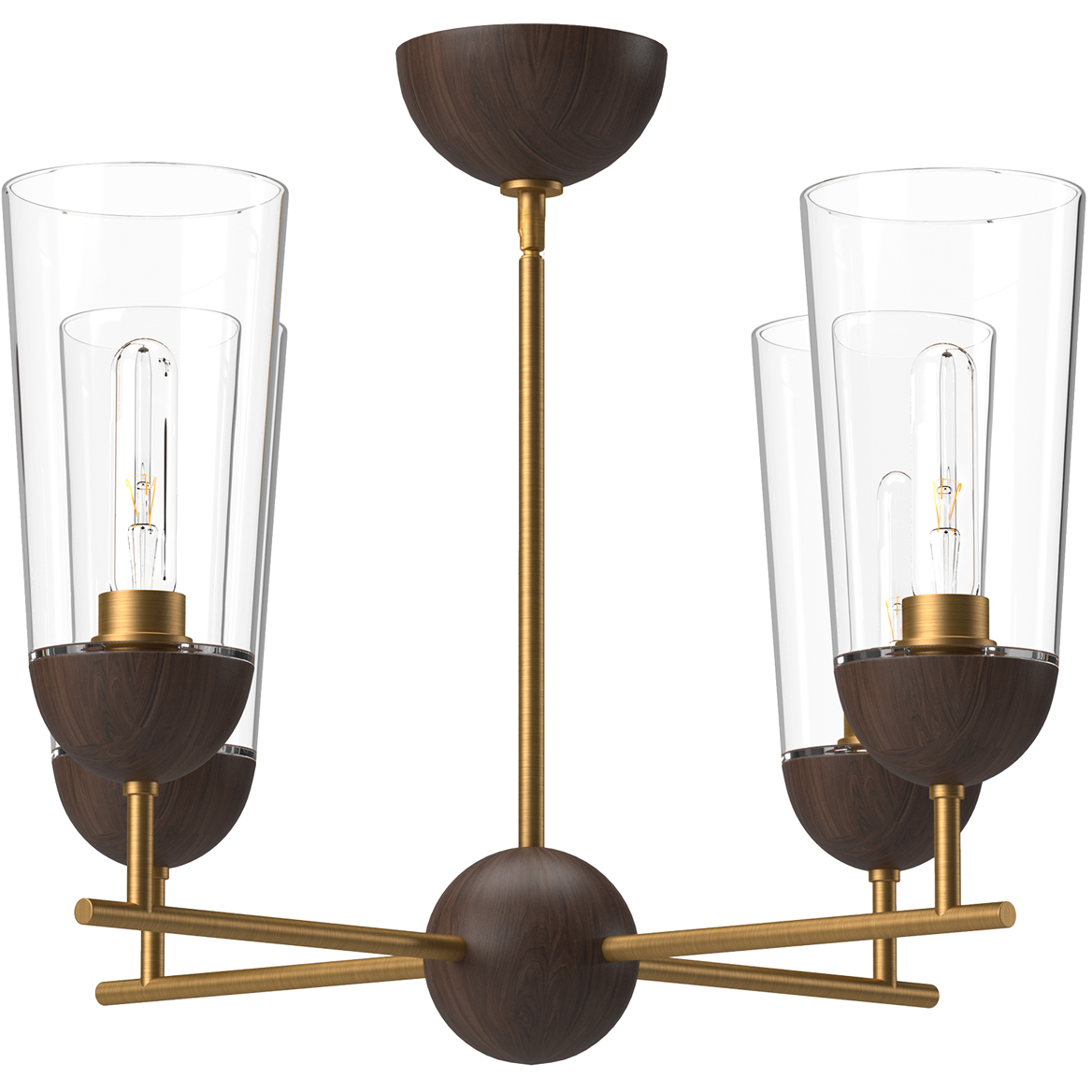 Alora Mood Emil 4 Light 25 inch Aged Gold and Walnut Chandelier Ceiling Light