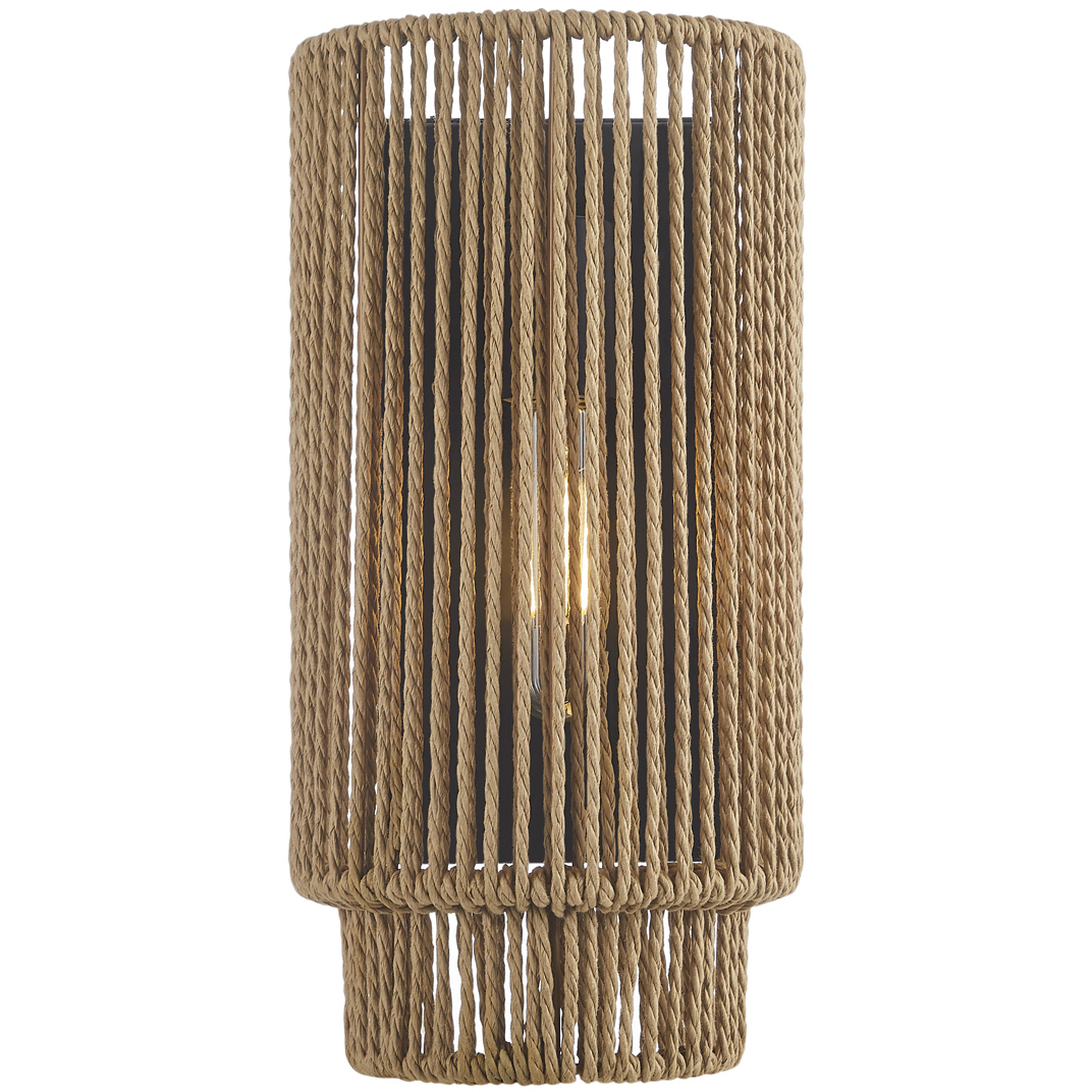 Eco Collection - Milos Family 1 Light 6.5 inch Matte Black and Natural ADA Wall Sconce Wall Light, EVOLV