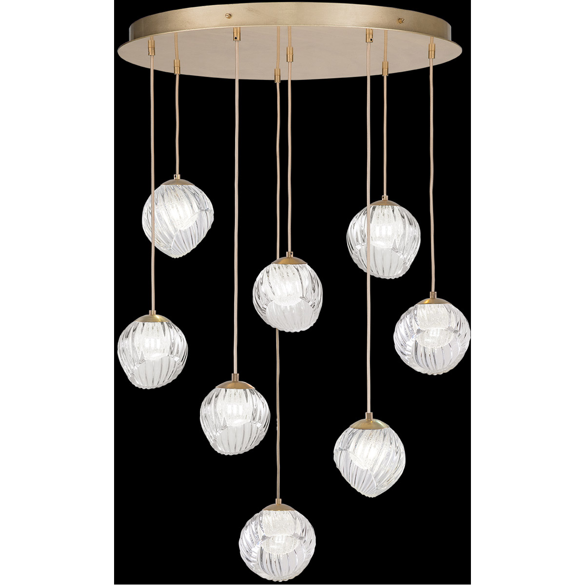 Nest Pendant Ceiling Light in Gold, White Studio Glass