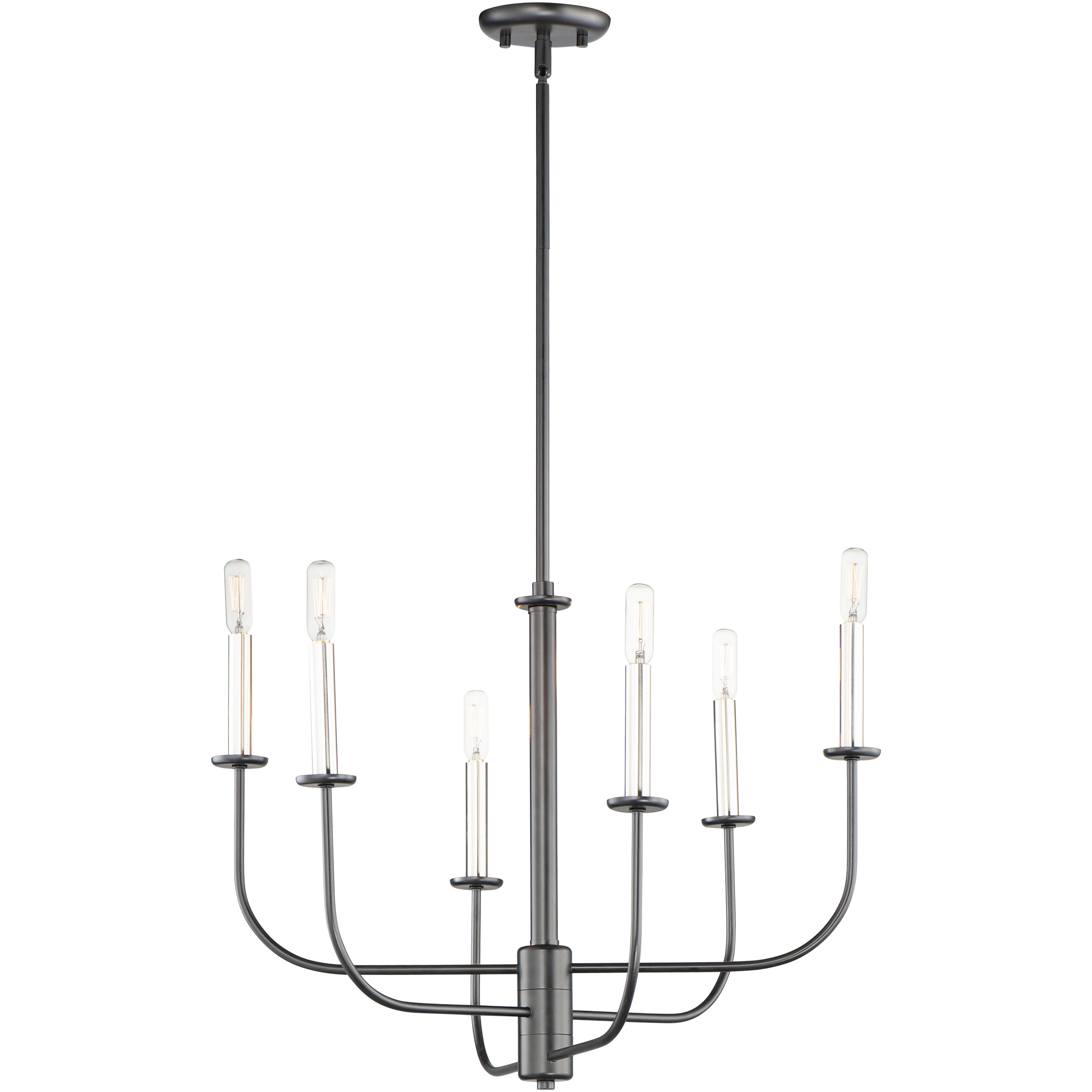 Wesley 6 Light 24 inch Black and Satin Nickel Chandelier Ceiling Light