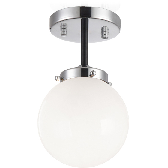 Maru 1 Light 5.88 inch Chrome Flush Mount Ceiling Light in Chrome and Opal Glass