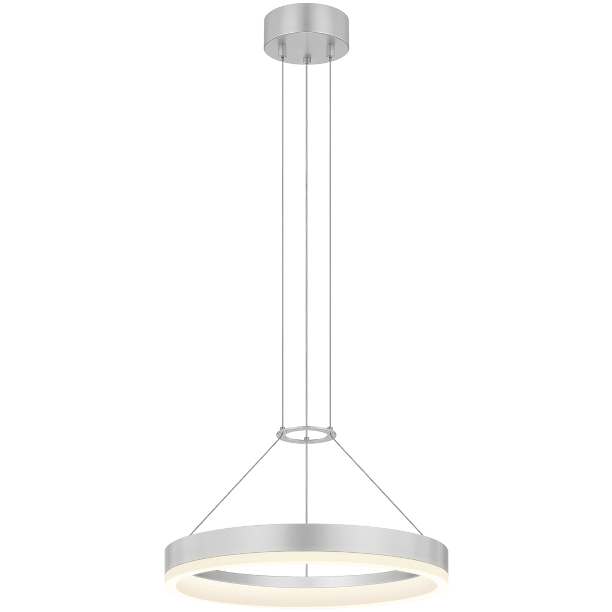 Corona LED 15.75 inch Bright Satin Aluminum Pendant Ceiling Light in Standard Suspension