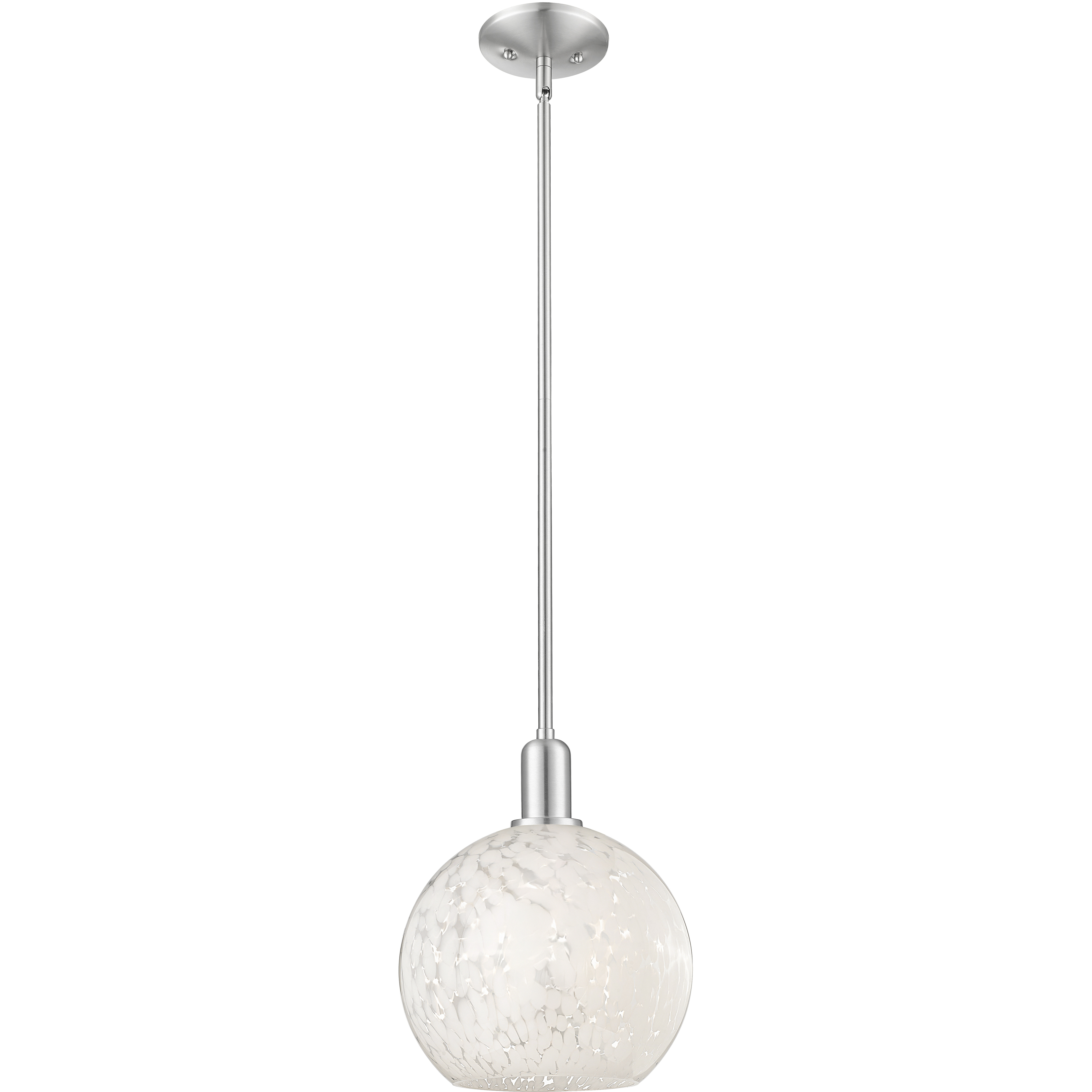 Arcadia White Mouchette 1 Light 10 inch Brushed Satin Nickel Mini Pendant Ceiling Light