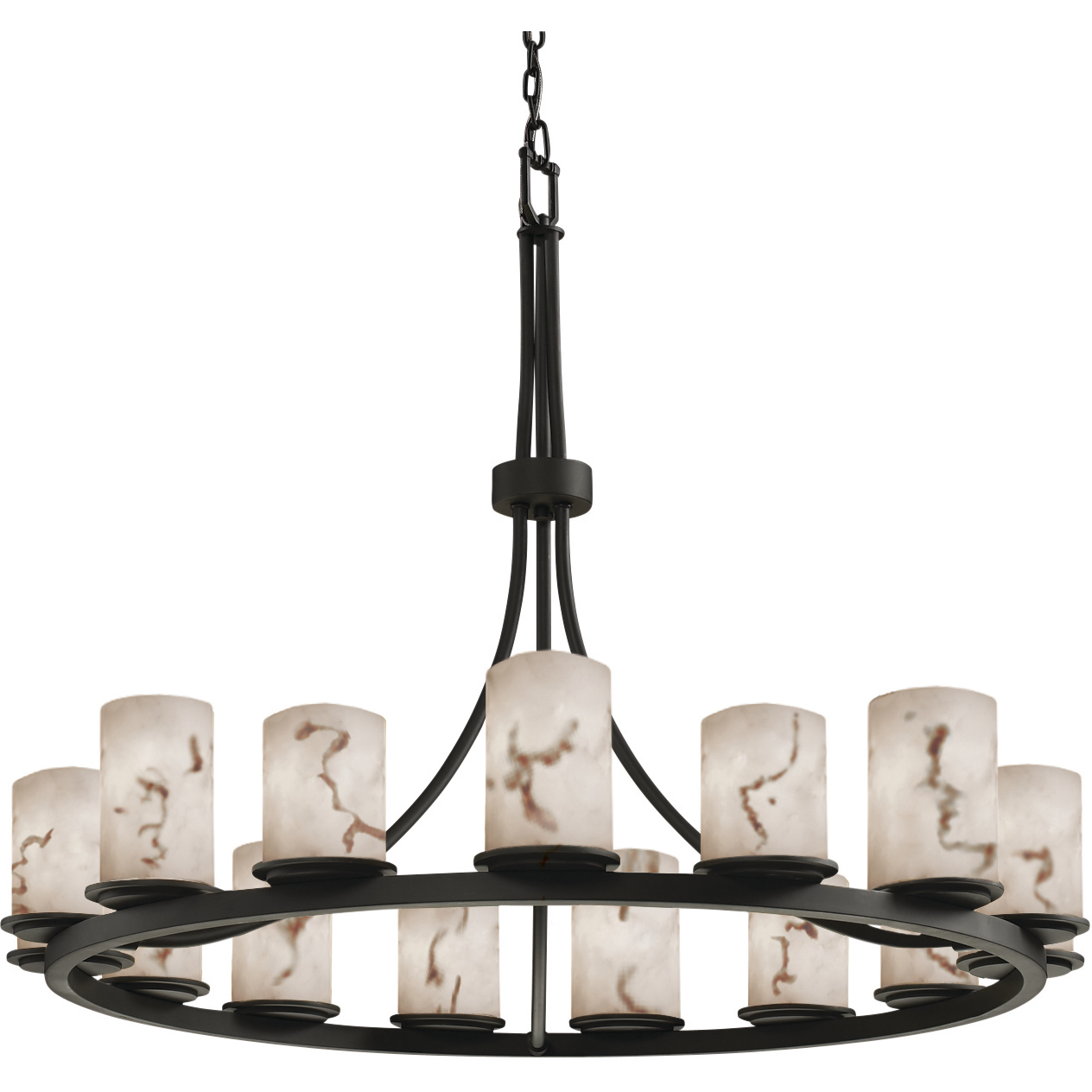 Lumenaria 15 Light 42 inch Matte Black Chandelier Ceiling Light in Cylinder with Flat Rim, Incandescent