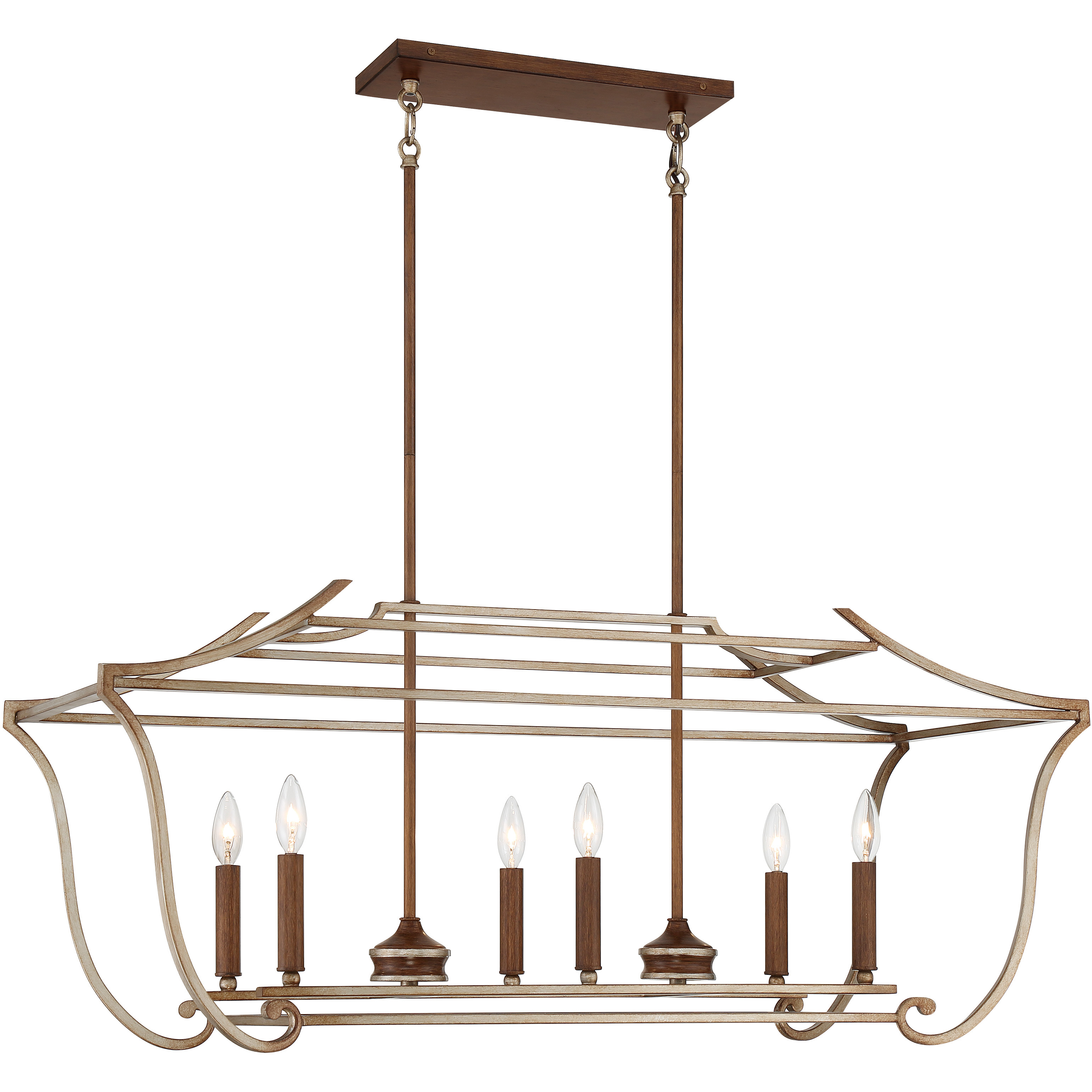 Magnolia Manor 6 Light 42.13 inch Pale Gold with Distressed Bronze Island Light Ceiling Light