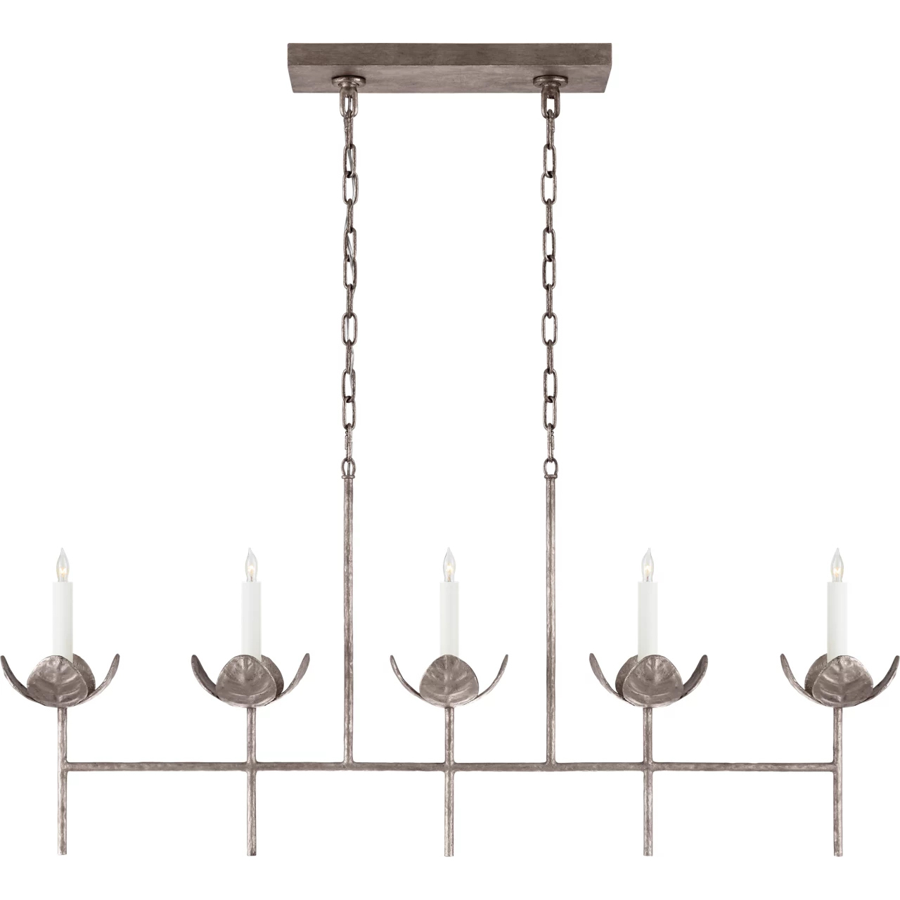 Julie Neill Illana 5 Light 50.5 inch Burnished Silver Leaf Linear Chandelier Ceiling Light in (None), Large