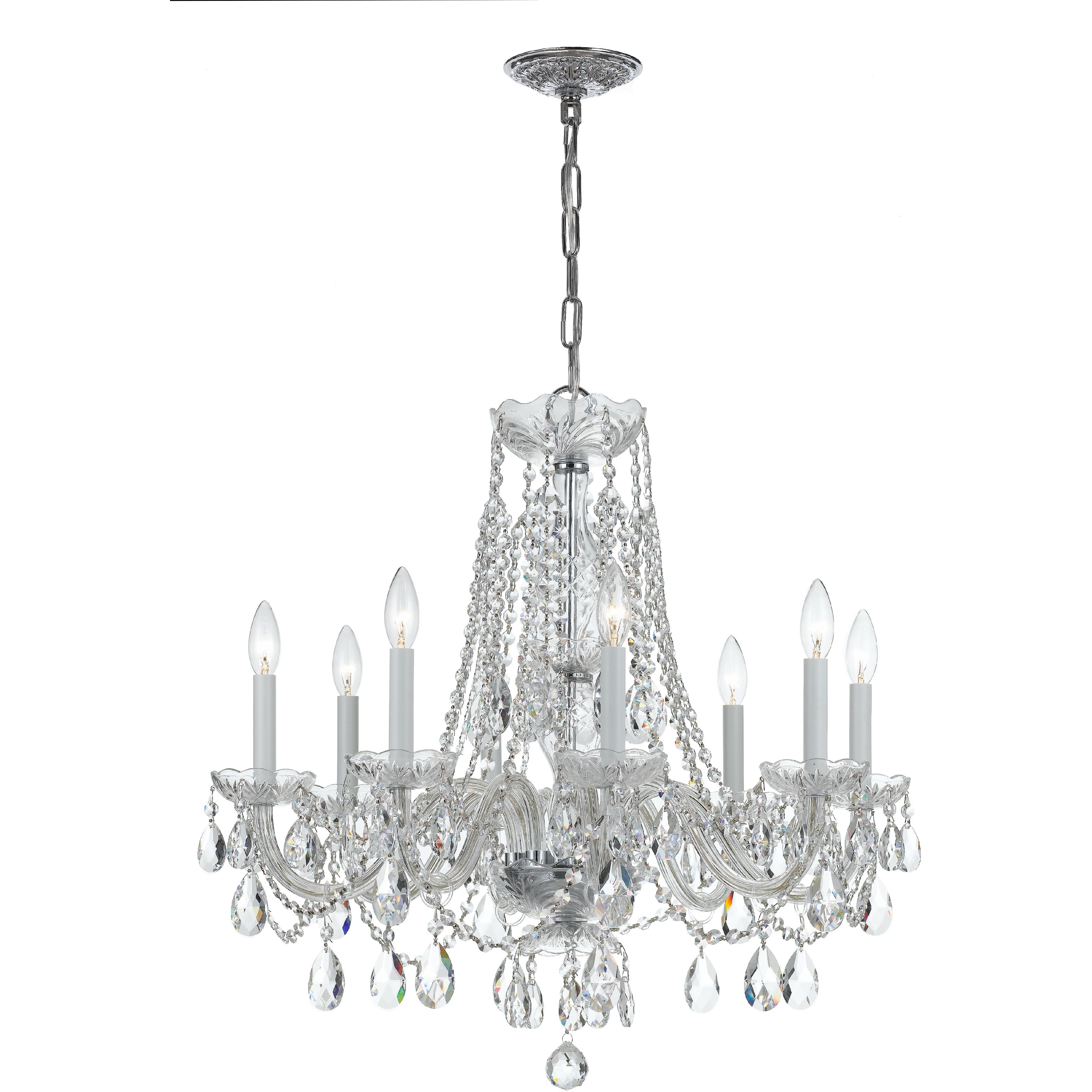 Traditional Crystal 8 Light 26 inch Polished Chrome Chandelier Ceiling Light in Clear Swarovski Strass