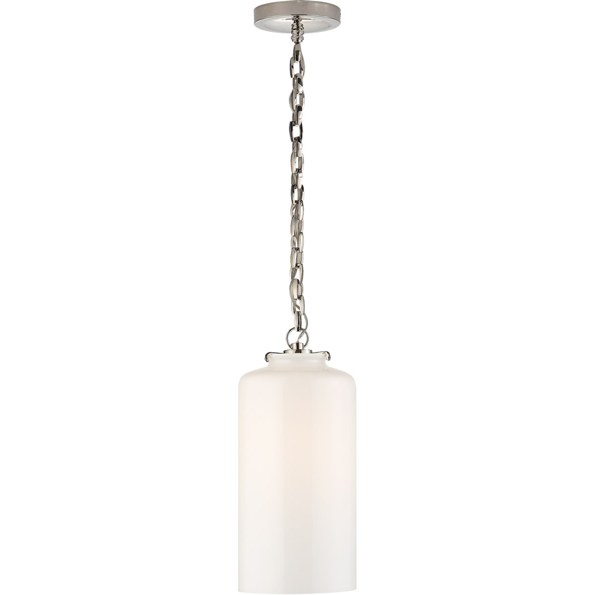 Thomas O'Brien Katie3 1 Light 7 inch Polished Nickel Cylinder Pendant Ceiling Light in White Glass