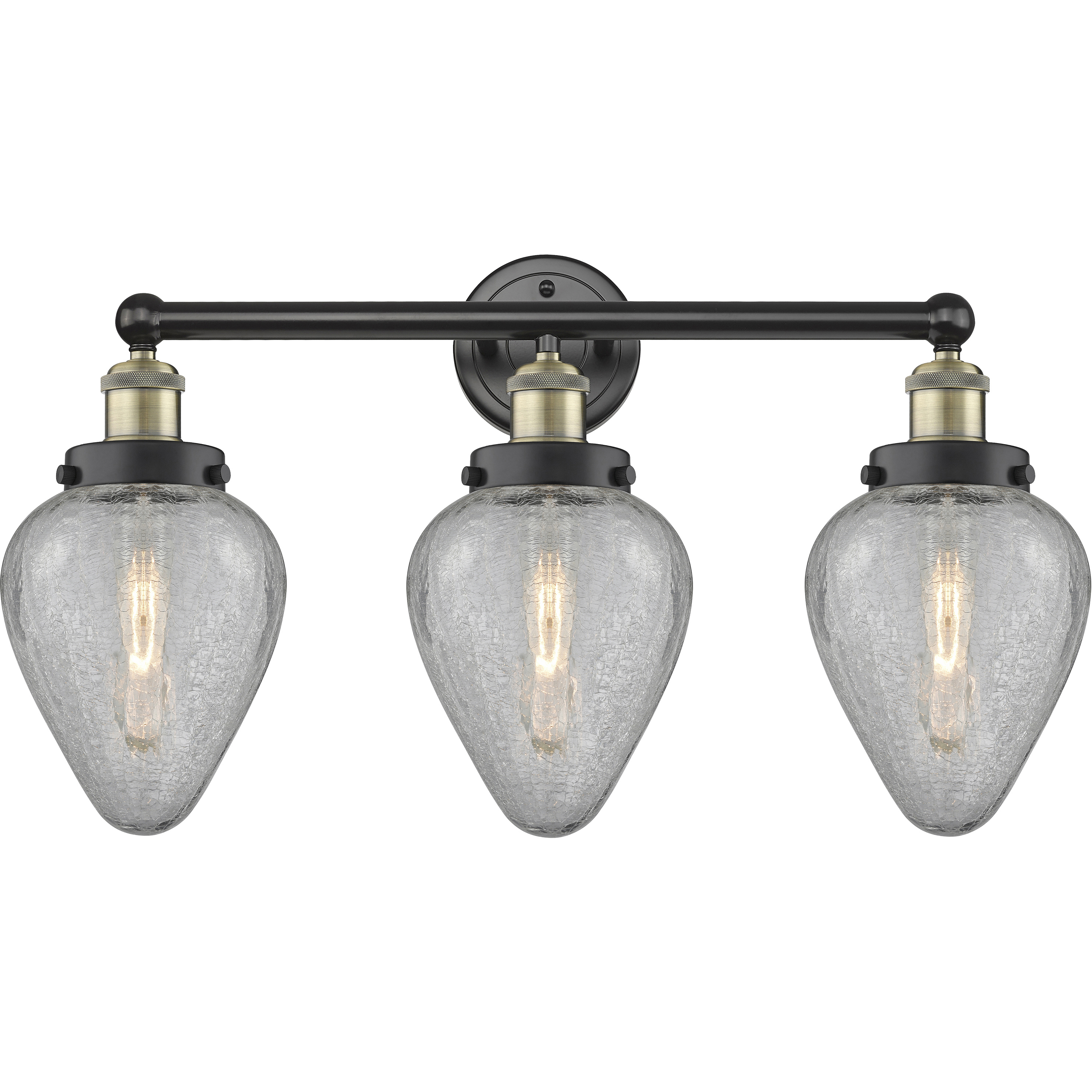 Geneseo 3 Light 24 inch Black Antique Brass Bath Vanity Light Wall Light in Clear Crackle Glass