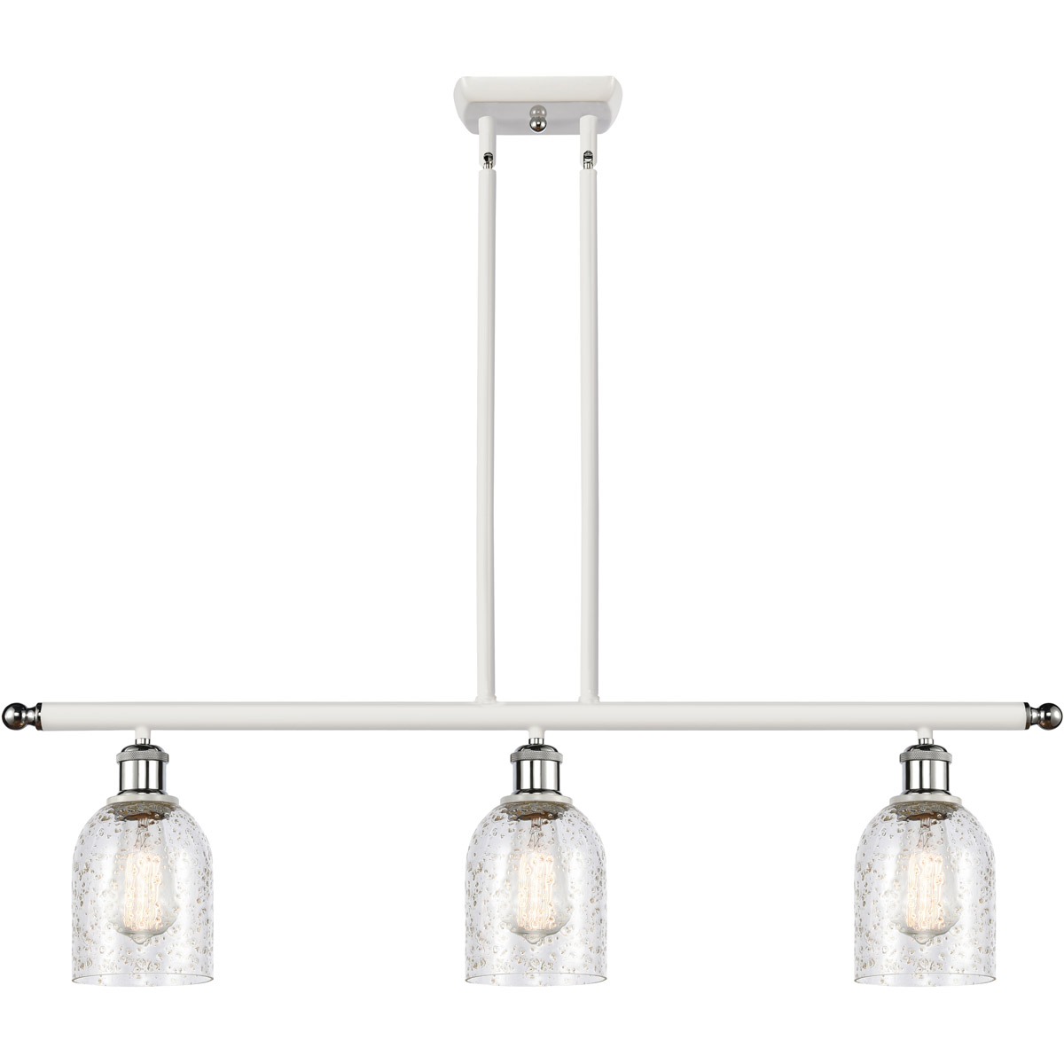 Ballston Caledonia 3 Light 36 inch White and Polished Chrome Island Light Ceiling Light in Mica Glass, Ballston
