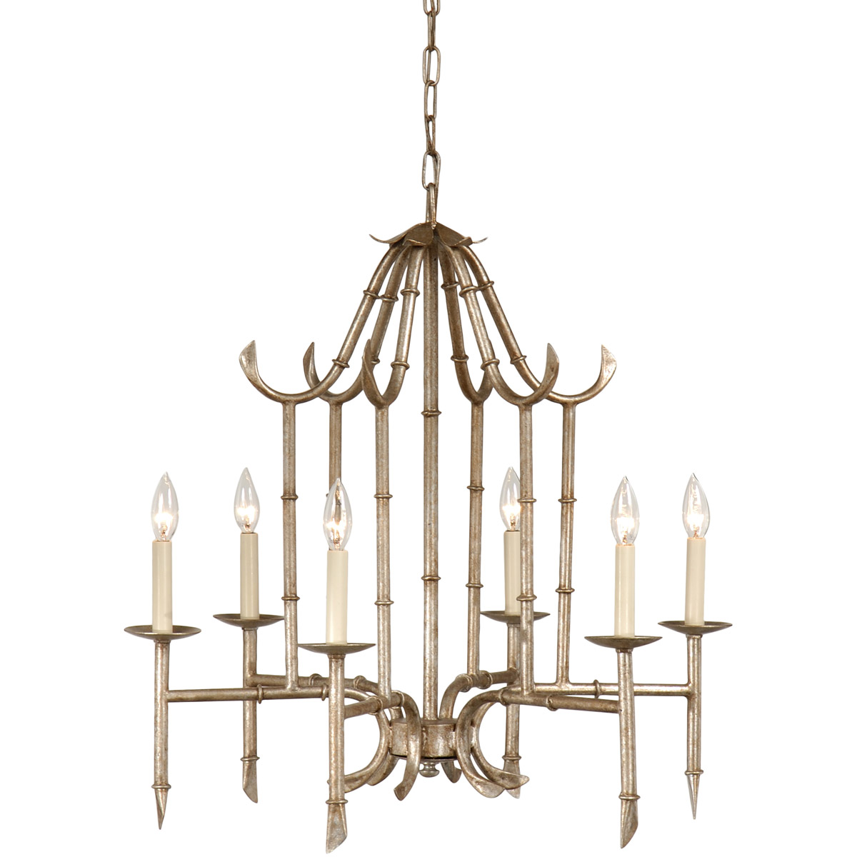 Wildwood 6 Light 27 inch Antique Silver Patina Chandelier Ceiling Light