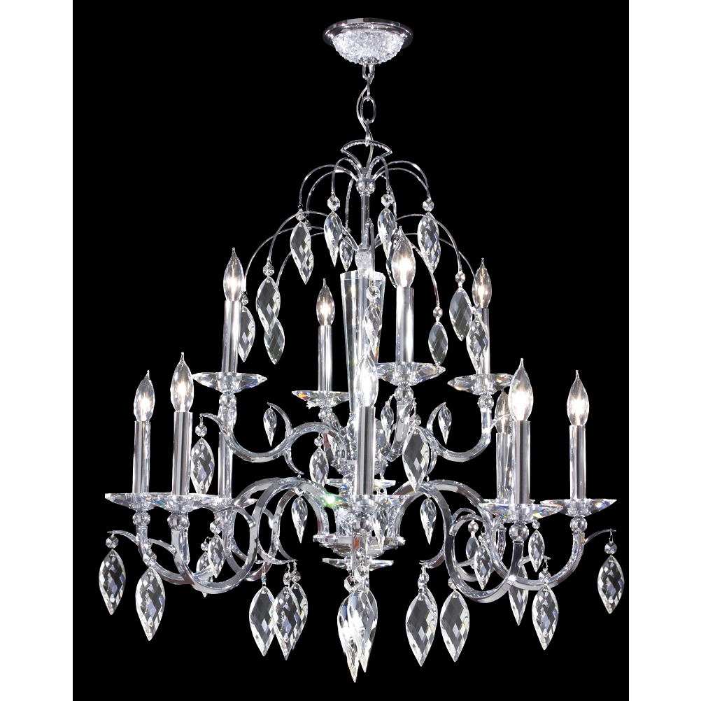 Sculptured Leaf 12 Light 29 inch Silver Chandelier Ceiling Light
