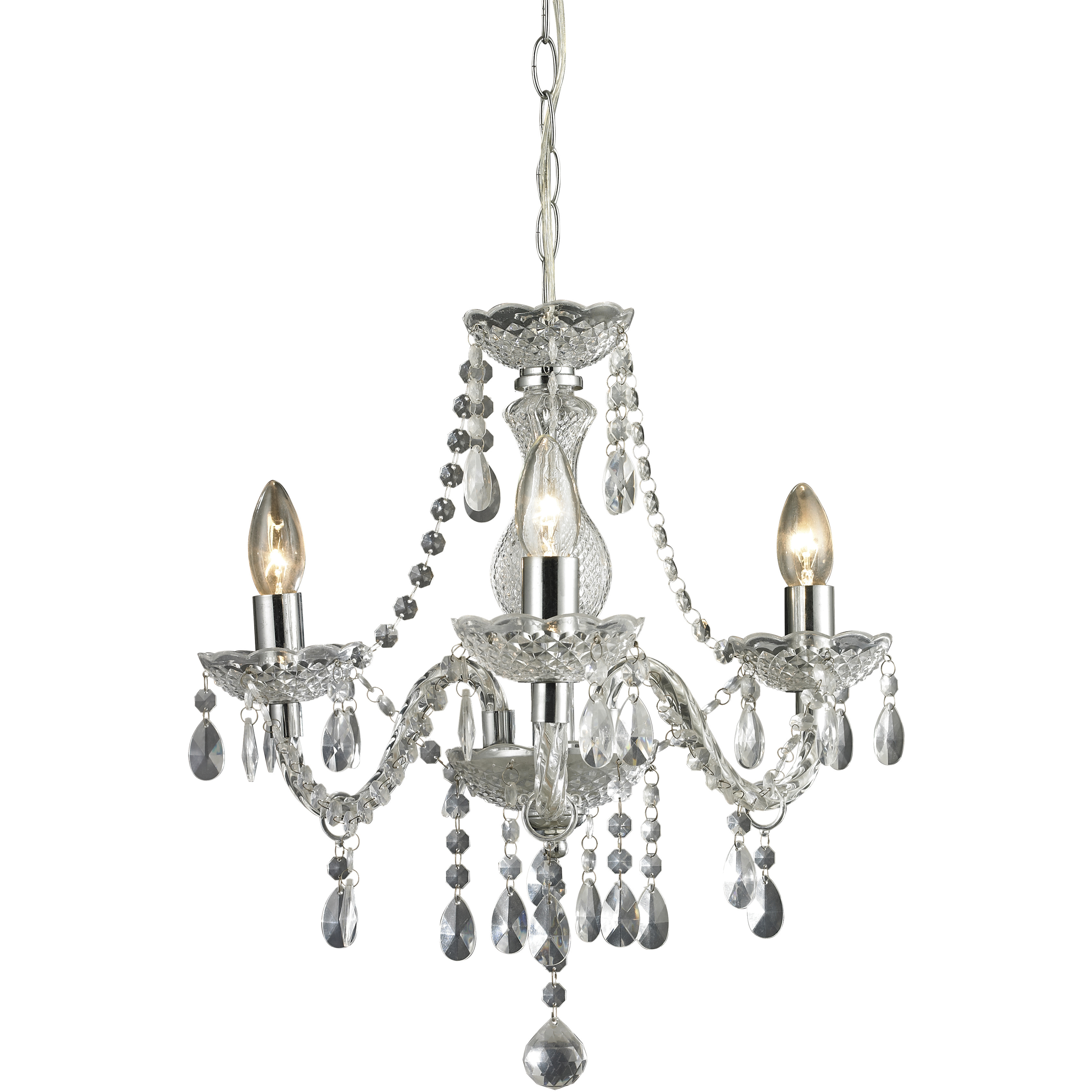 Theatre 3 Light 16 inch Clear Chandelier Ceiling Light