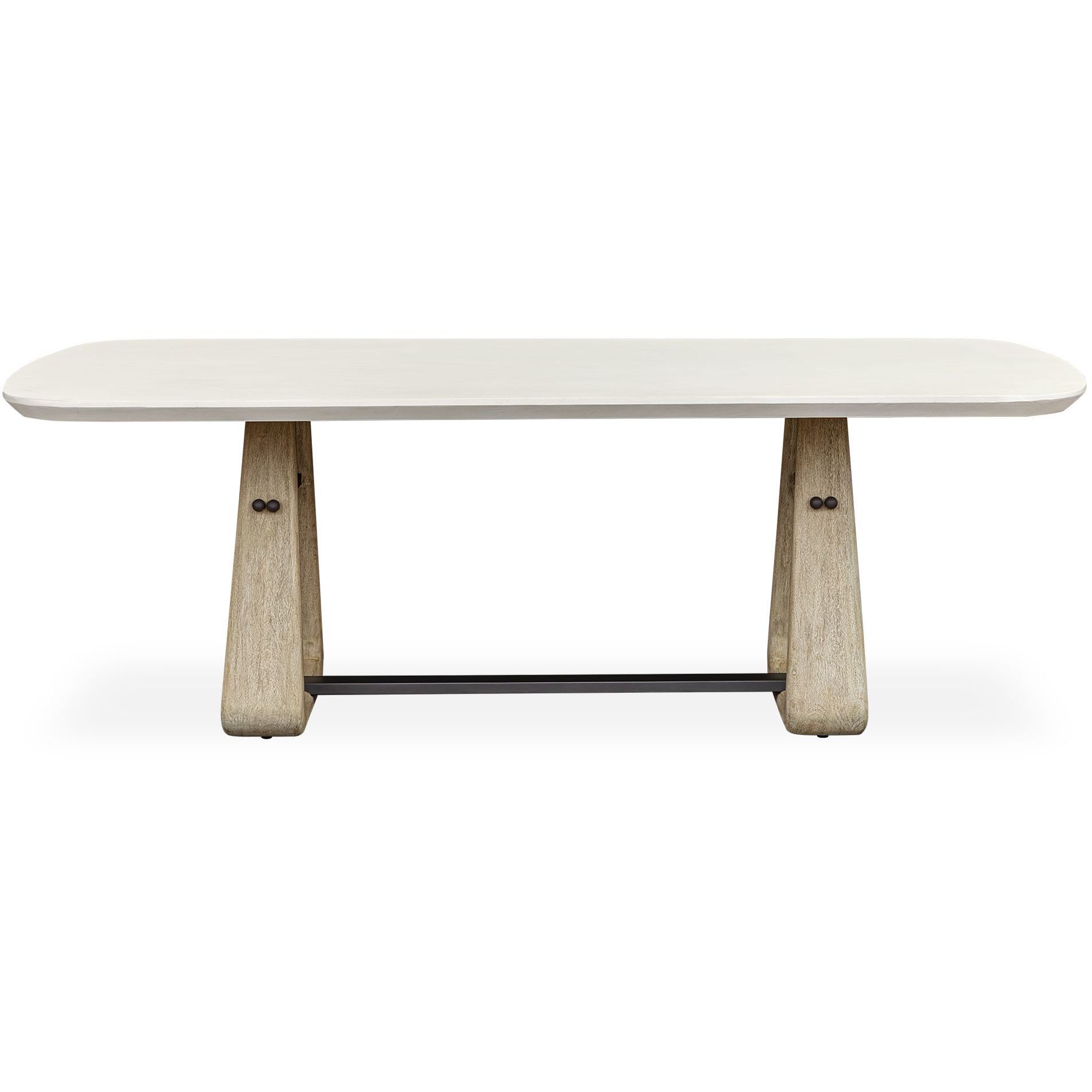 Circa 87 X 30 inch Concrete and Cerused Wheat with Java Black Outdoor Dining Table