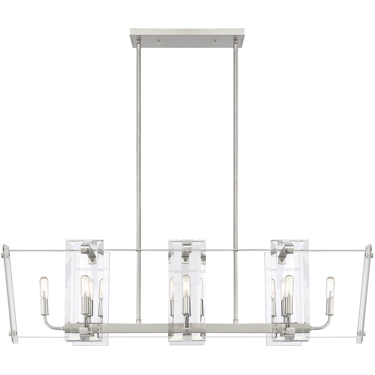 Everett 8 Light 44 inch Satin Nickel Linear Chandelier Ceiling Light